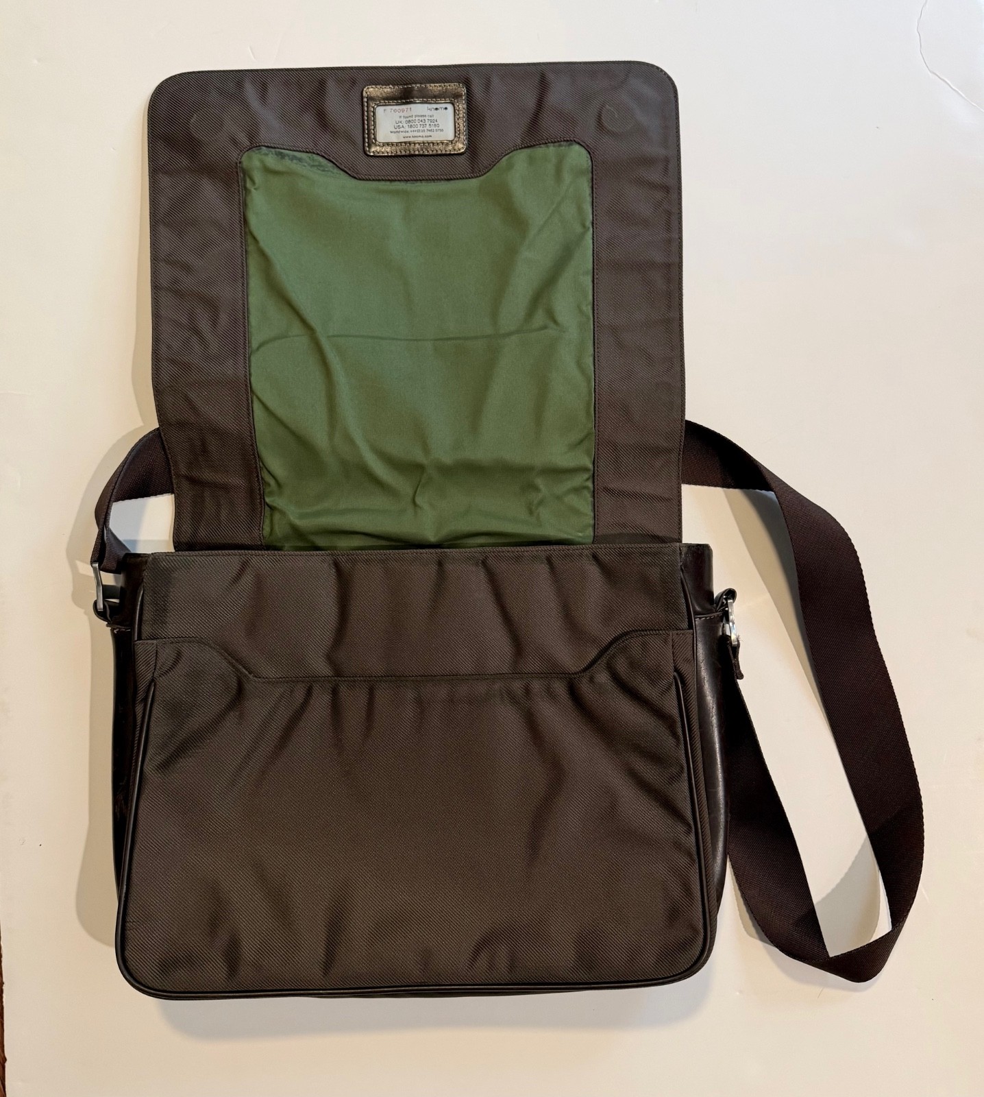 KNOMO London Leather & Canvas Laptop Messenger Bag (Fits 15\