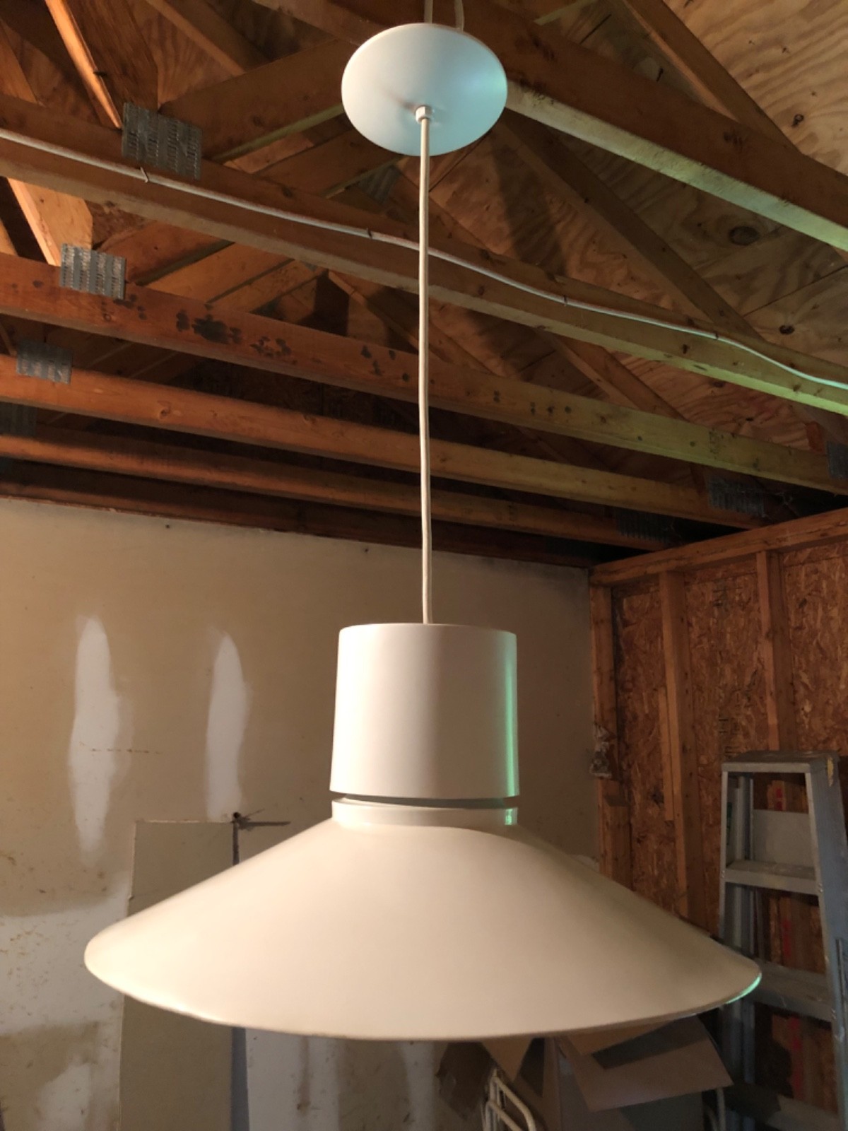Mid Century Modern Lightolier White Pendant Lamp: Danish Style