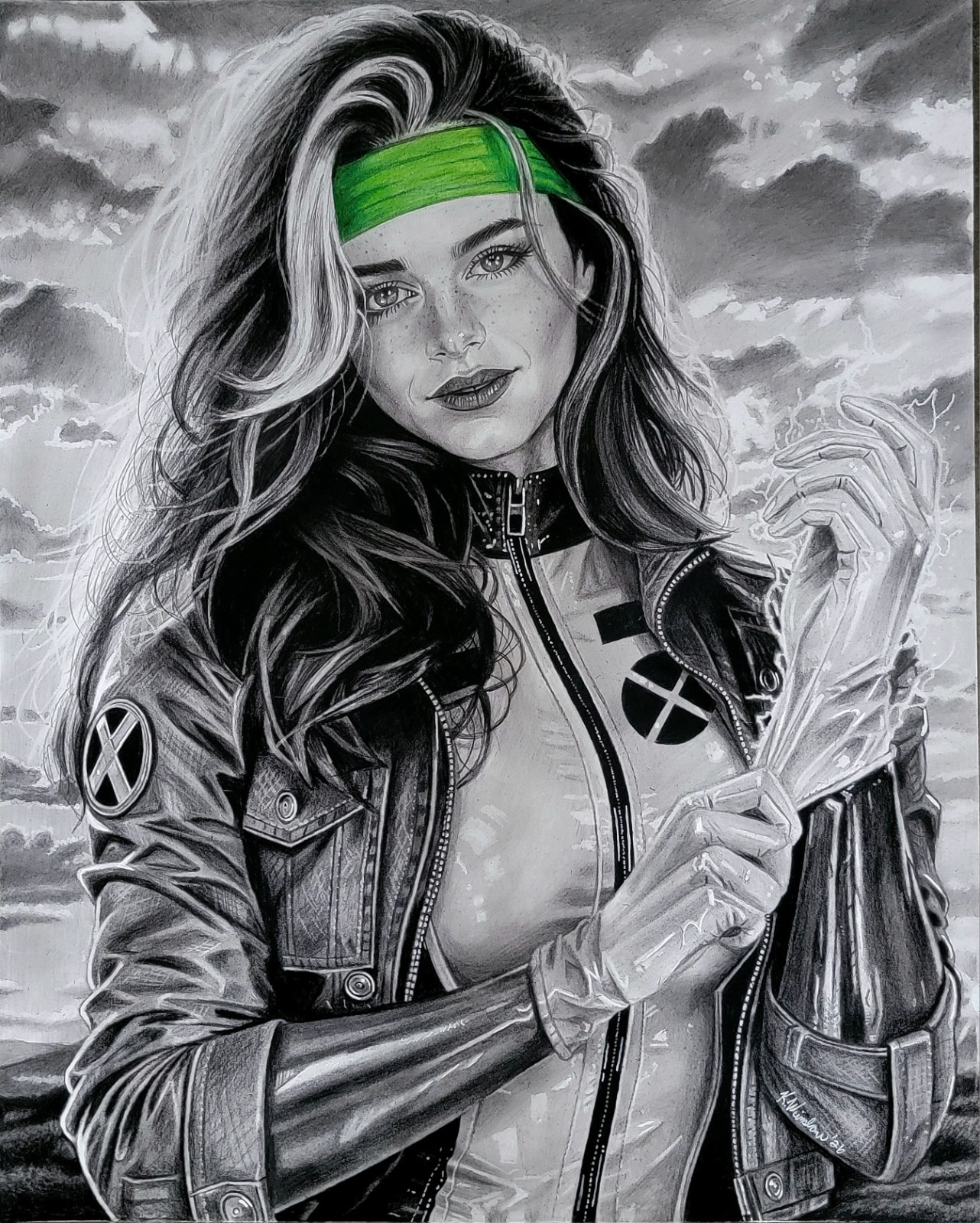 16x20 Realistic Pencil Drawing Of My Interpretation Of Rogue From X-men 16x20 Realistic Pencil Drawing Of My Interpretation Of Rogue From X-men