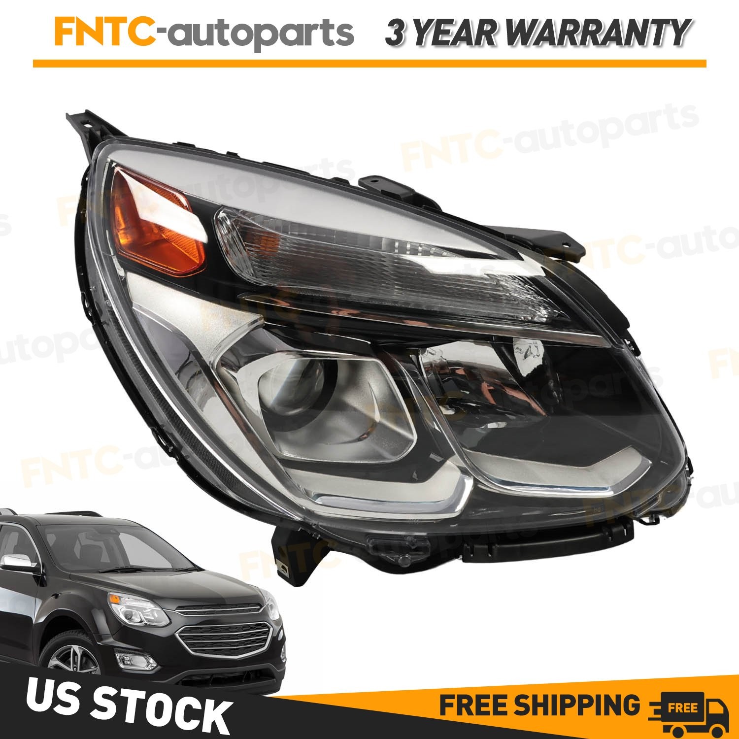 Right Passenger Projector Headlight Headlamp For 2016-2017 Chevy Equinox Halogen