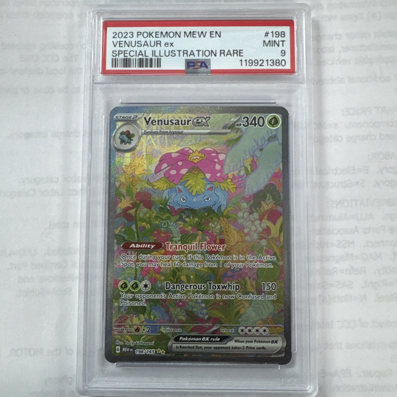 2023 POKEMON MEW EN-151 SPECIAL ILLUSTRATION RARE #198 VENUSAUR EX PSA 9