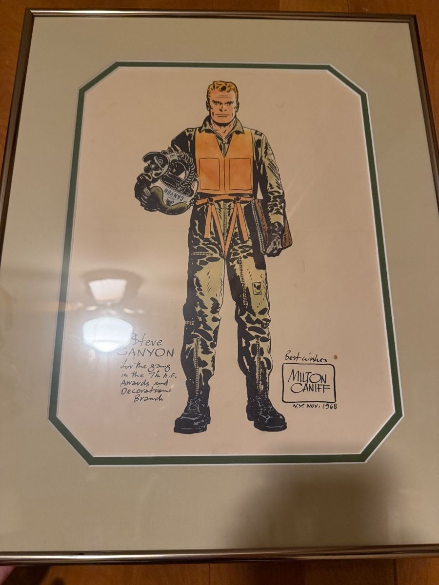 Vintage Personalized USAF illustration of the character Steve Canyon - Signed