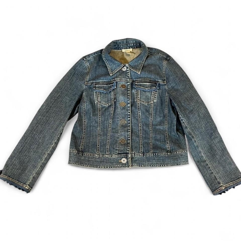 VTG Harold\'s Denim Jacket Blue Cotton Blend Button Front Pockets Women\'s Size L