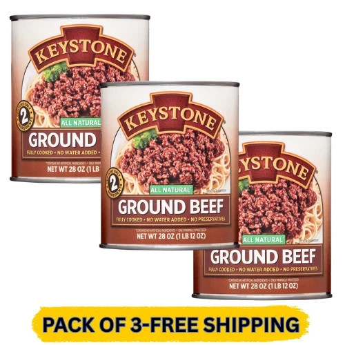 Free Shipping Keystone All Natural Ground Beef, 28 oz Can 3 cans
