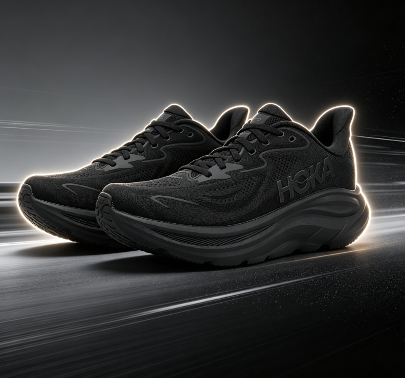 Hoka One One Clifton 10  Mens Athletic Running Shoes Sneakers Black White