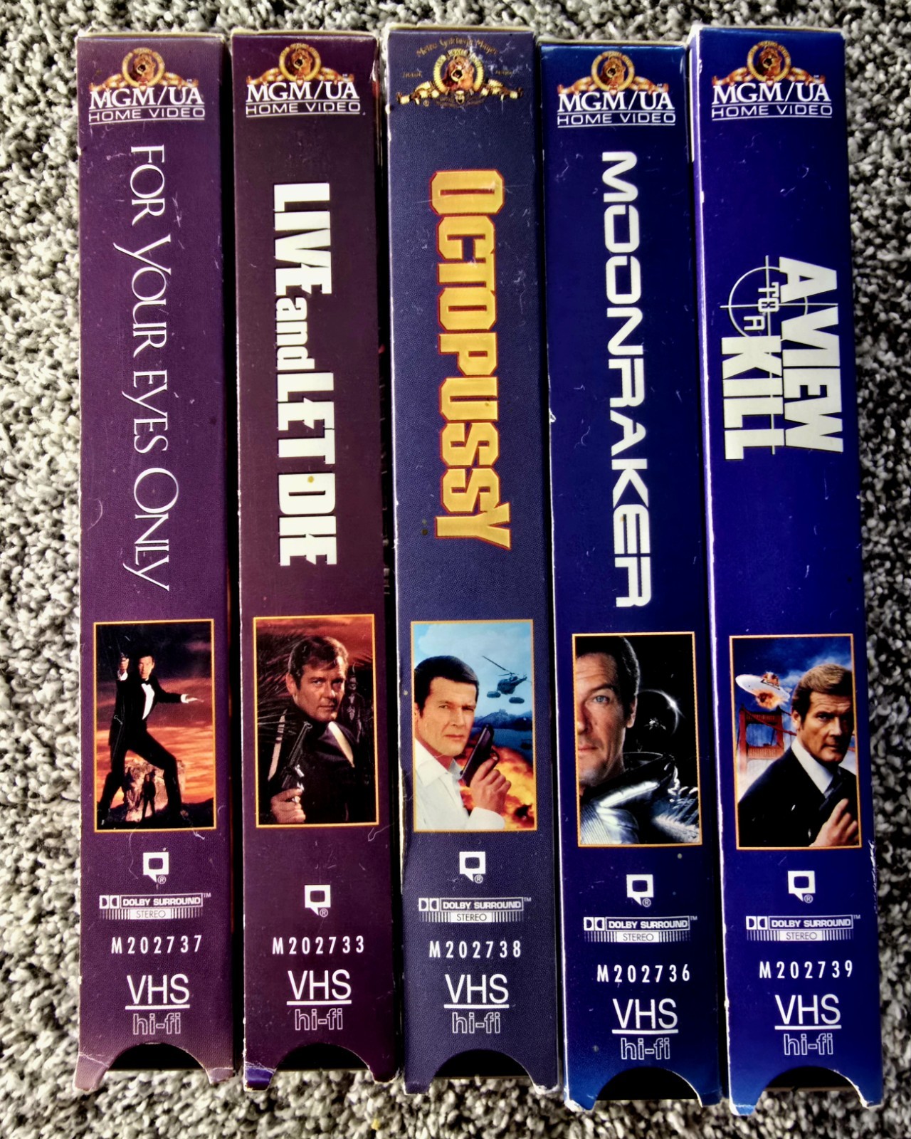 Vintage James Bond 007 VHS Set - Roger Moore Collection - 5 Tape Bundle - MGM