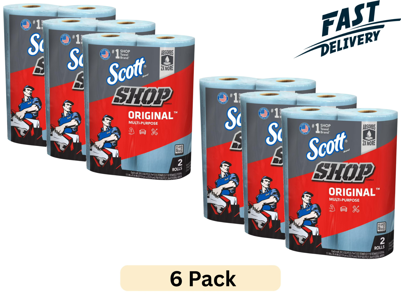 Scott Professional Multi-Purpose Shop Towels, 55 Sheets per Roll, 12 Ct Scott Professional Multi-Purpose Shop Towels, 55 Sheets per Roll, 12 Ct