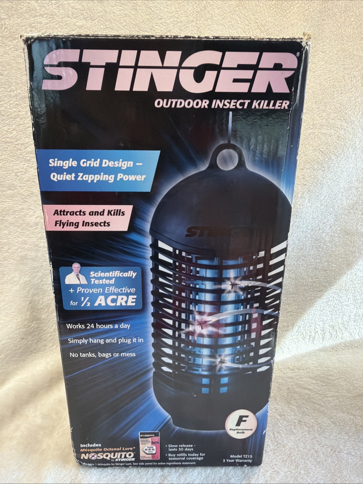 Vintage Stinger Insect Bug Zapper  1/2 Acre Coverage TZ15 W Box