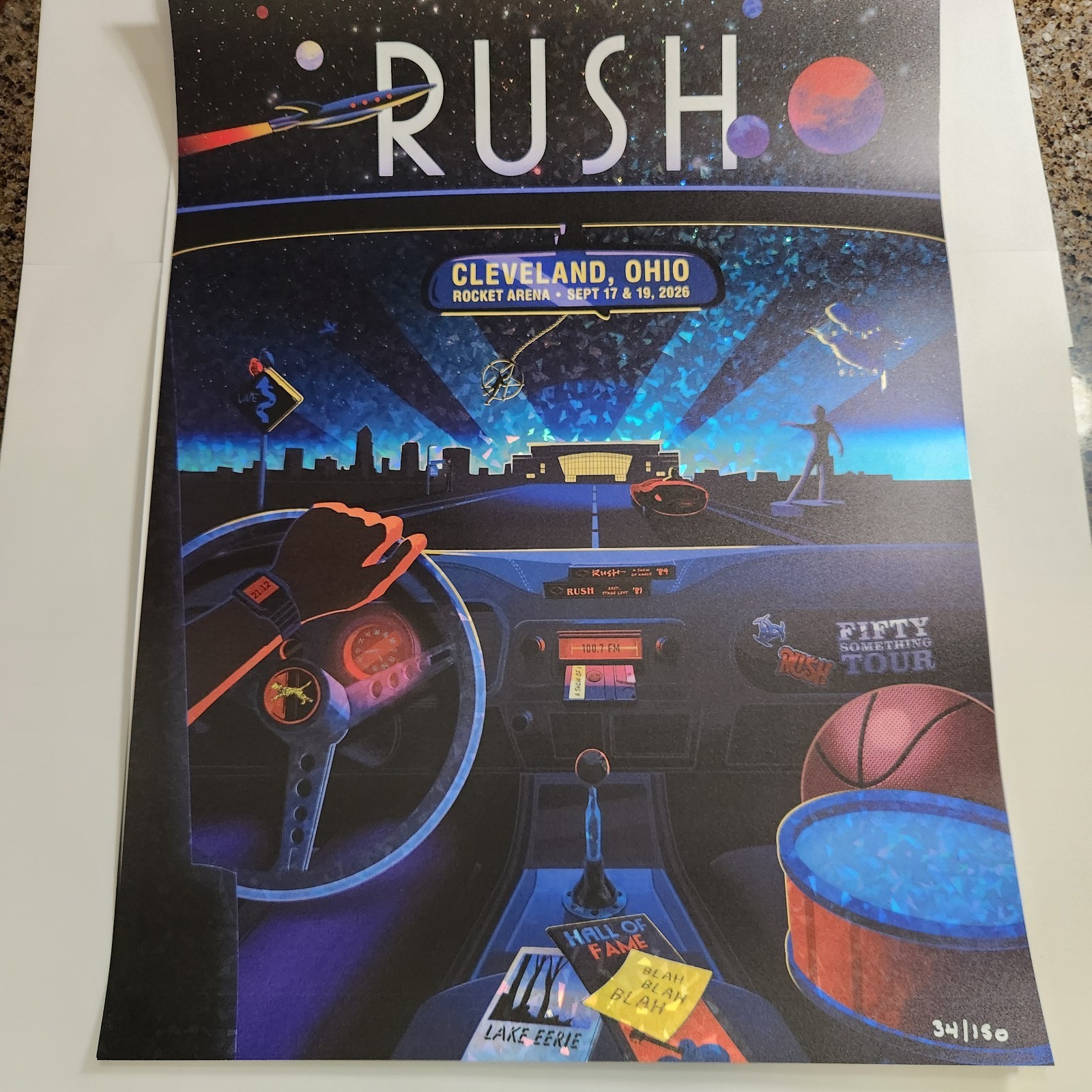 Rush 50 Something Tour 9/17/26 Cleveland Ohio Foil Poster 34/150Authentic Rush 50 Something Tour 9/17/26 Cleveland Ohio Foil Poster 34/150Authentic