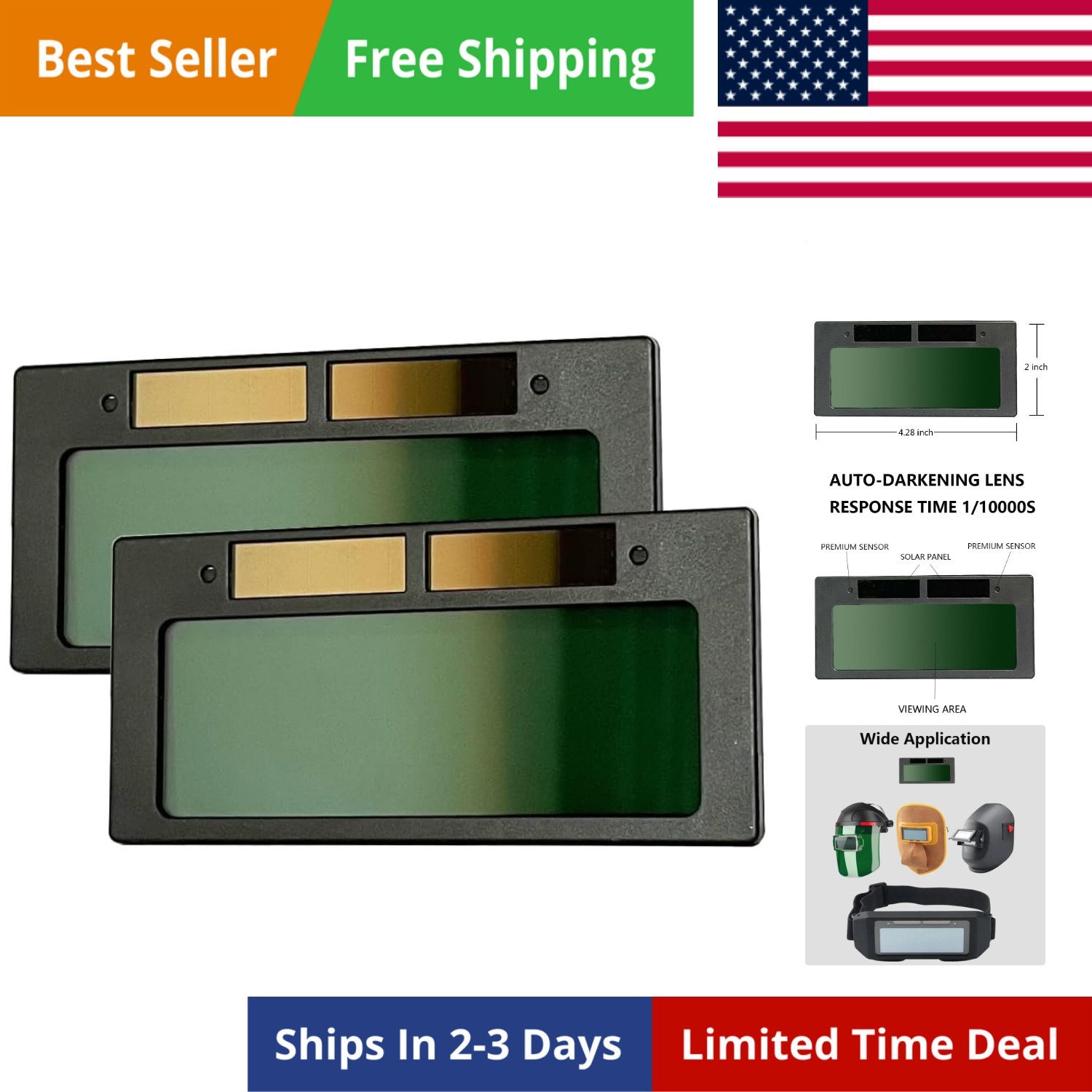 True-Color Auto Darkening Welding Lens 2-Pack, Replacement Horizontal Lens fo... True-Color Auto Darkening Welding Lens 2-Pack, Replacement Horizontal Lens fo...
