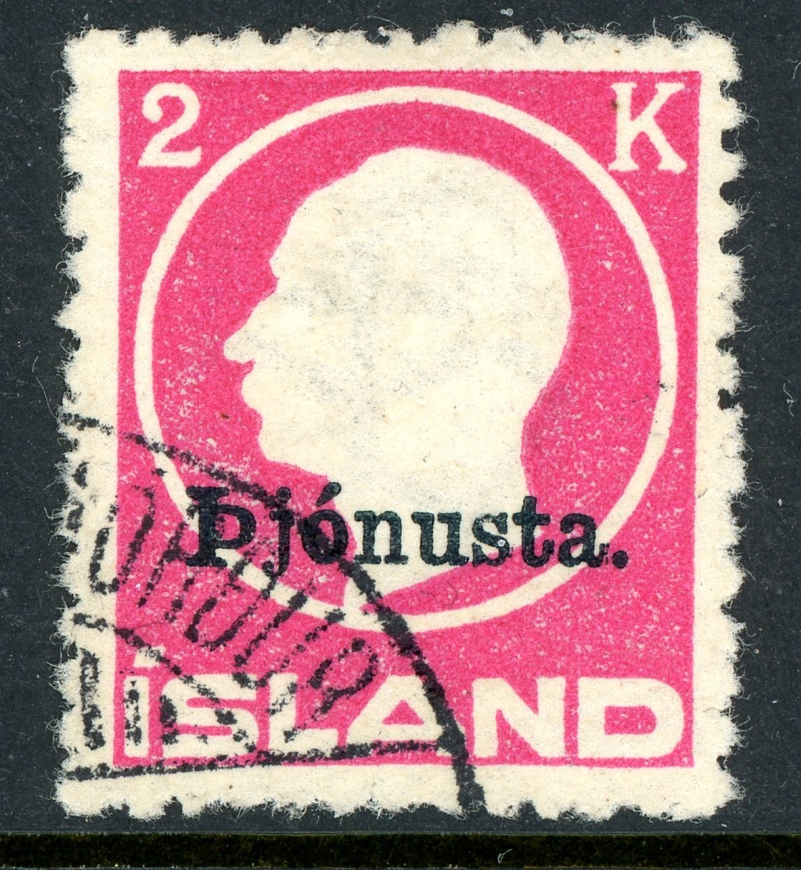 Iceland 1922 Official 2 Kronor Sigurdsson Red Scott # O50 VFU T798 Iceland 1922 Official 2 Kronor Sigurdsson Red Scott # O50 VFU T798