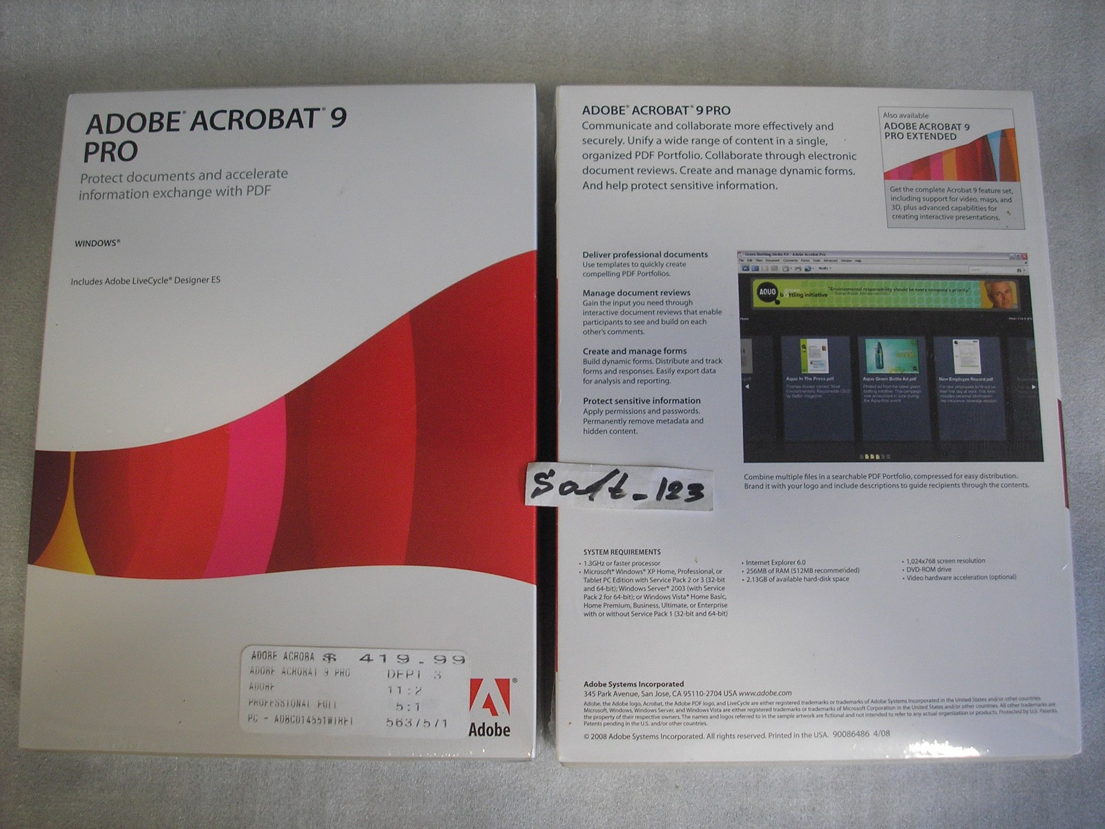 Adobe Acrobat 9 Pro for Windows PC Liceensed for 2 PCs =BRAND NEW SEALED BOX= Adobe Acrobat 9 Pro for Windows PC Liceensed for 2 PCs =BRAND NEW SEALED BOX=