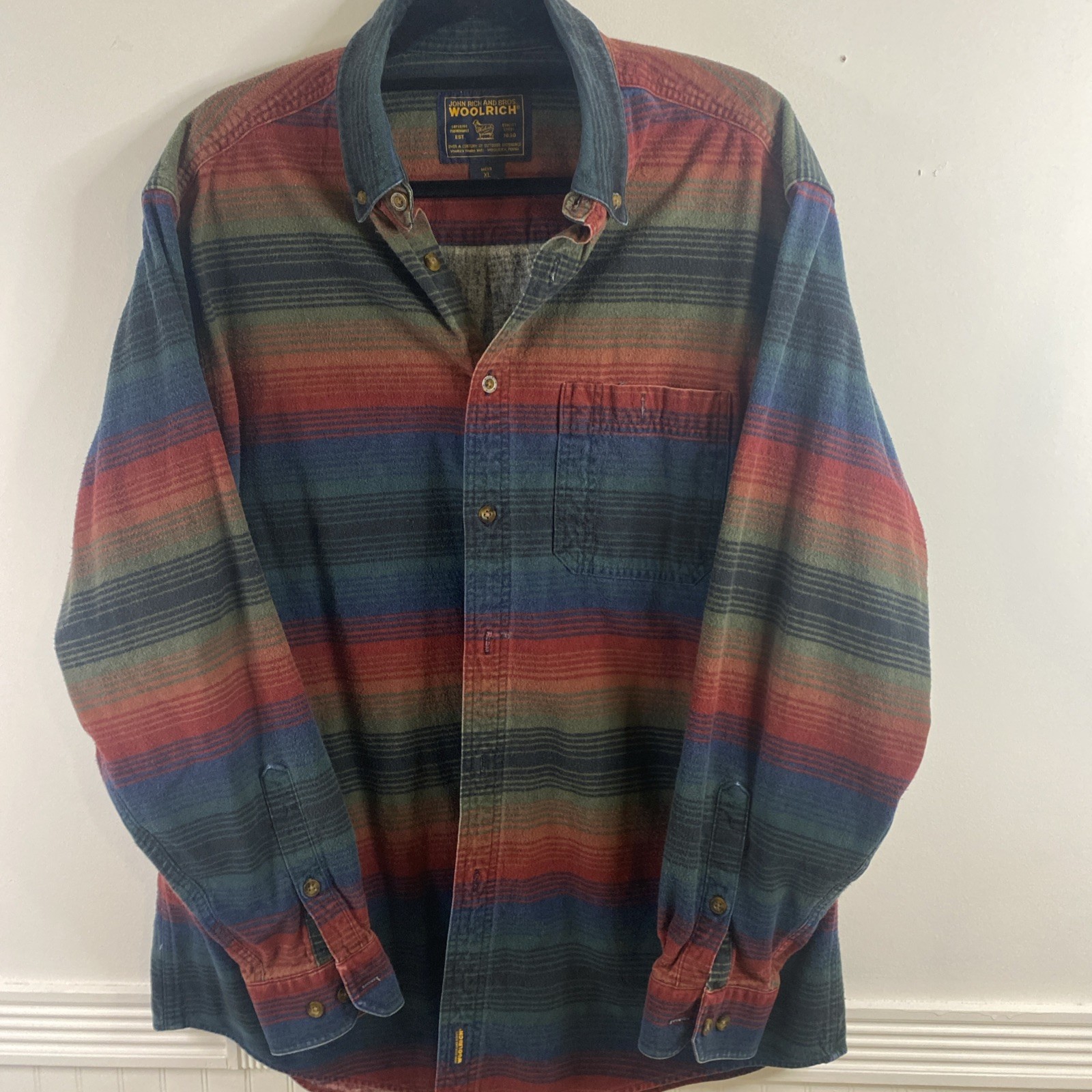 VINTAGE Woolrich John Rich & Bros Shirt Mens XL Southwest Flannel Button Collar