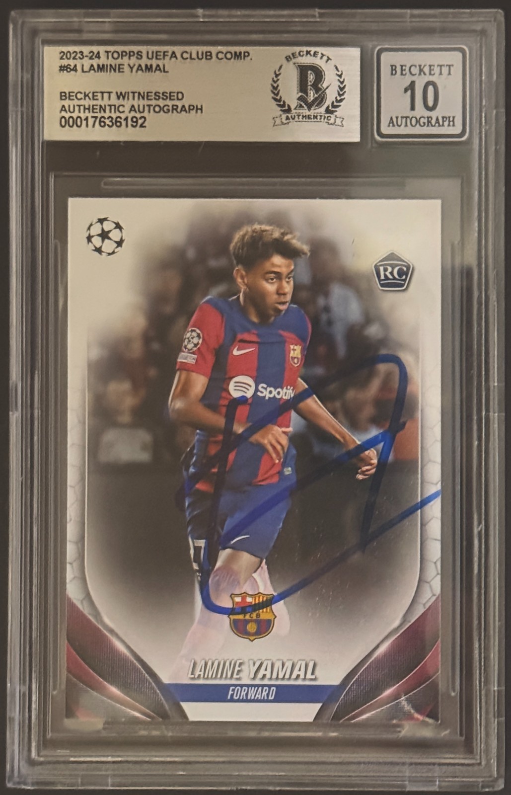 2023-24 Topps UCC #64 Lamine Yamal Signed Rookie Beckett BAS Authentic AUTO 10