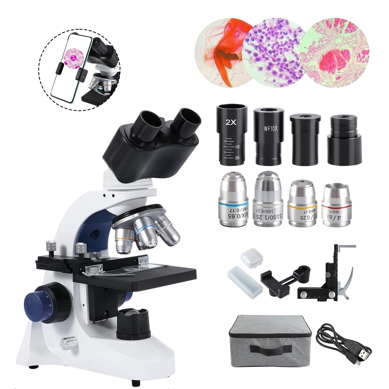Binocular Compound Microscope 40X-2500X, Research Grade Professional Microscope