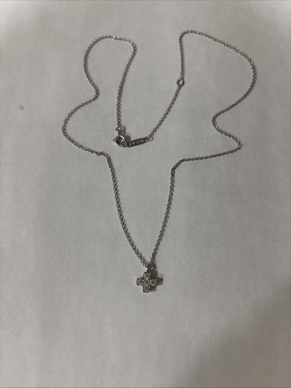 Tiffany & Co. Platinum Diamond Cruciform Cross Pendant Necklace