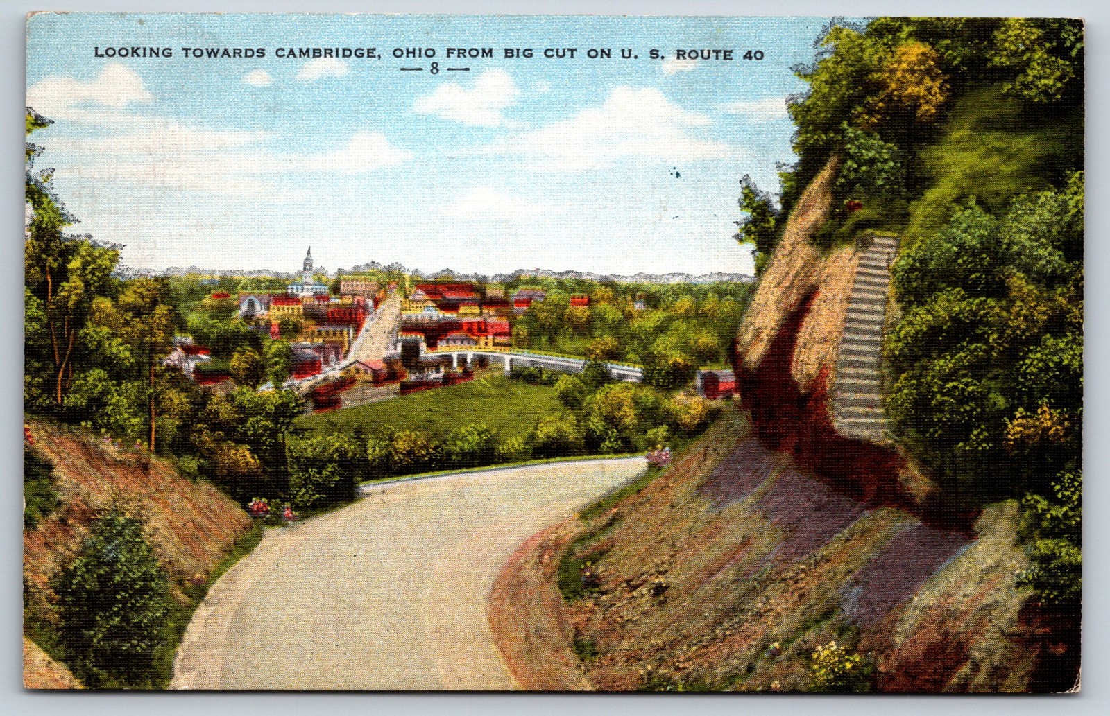 Vintage Postcard Cambridge Ohio From Big Cut