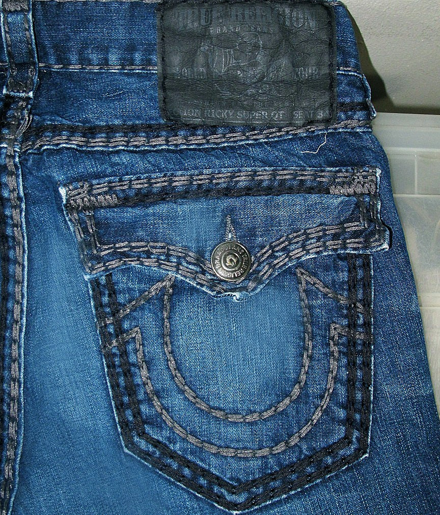 HOT AUTHENTIC USA Men TRUE RELIGION 859 RICKY SUPER QT -BK STRAIGHT Jeans 33 x34