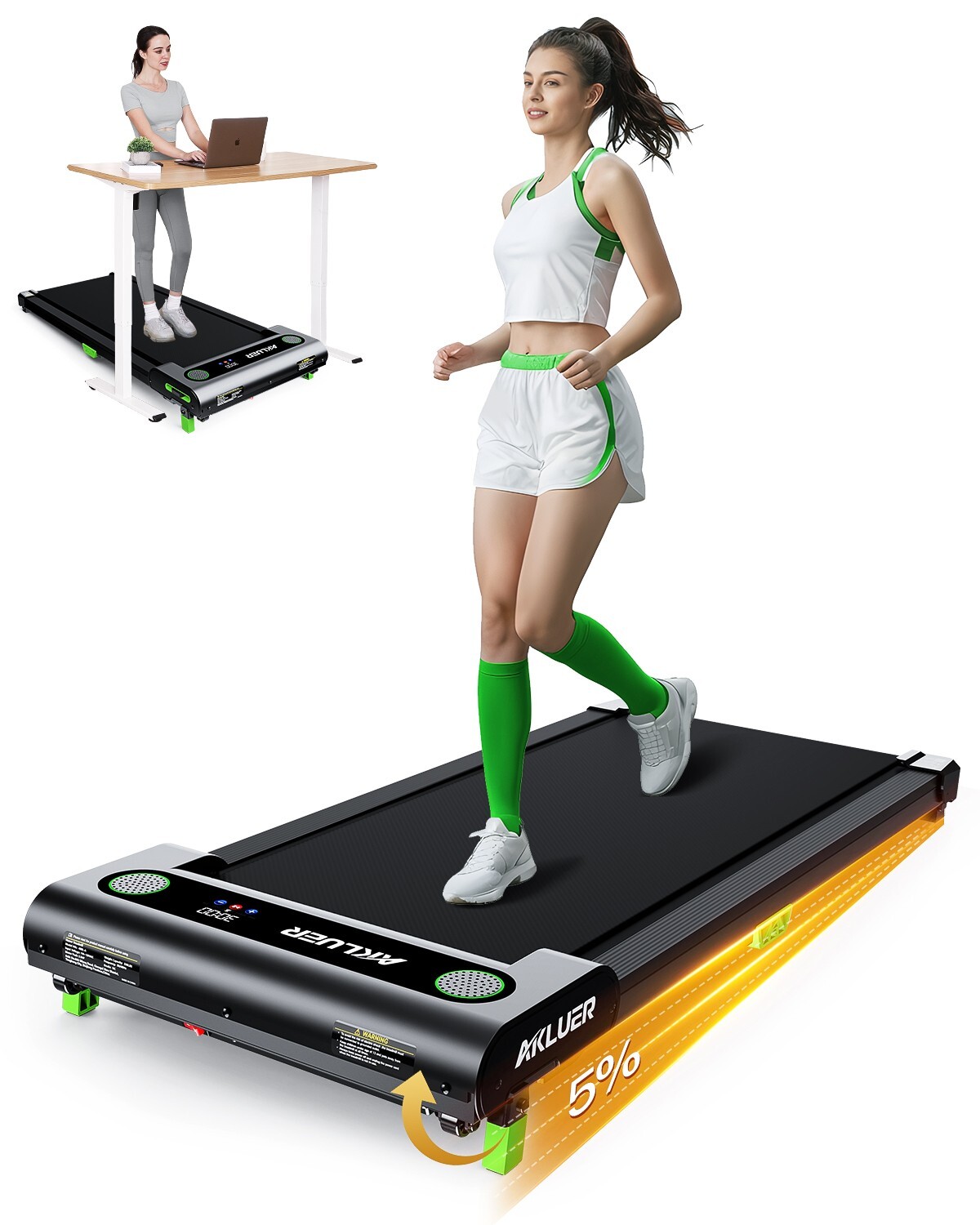 Walking Pad Under Desk Treadmill Quiet 300 LBS Capacity Portable with Remote