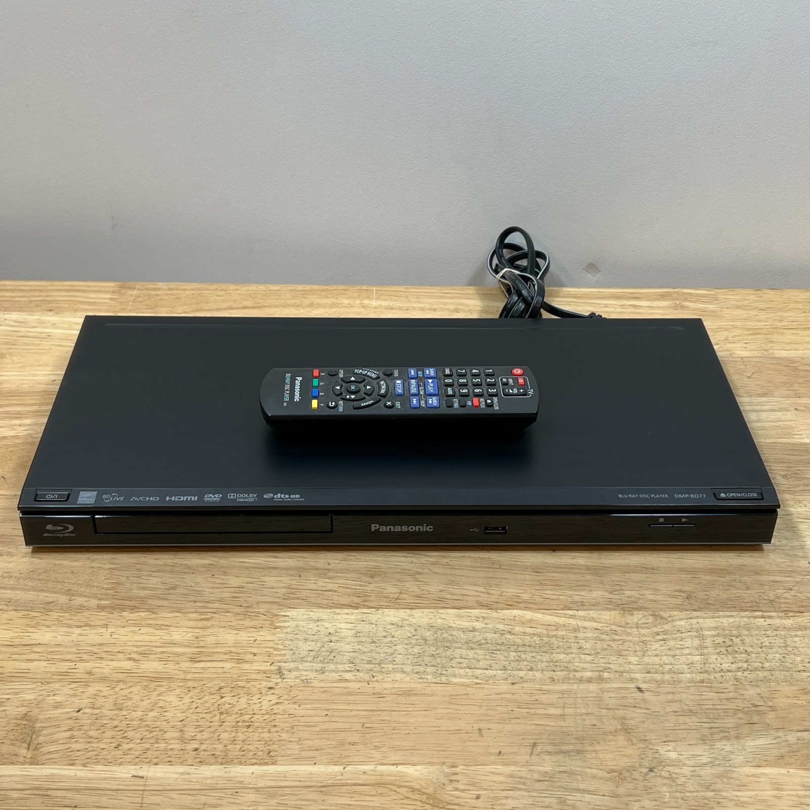 Panasonic DMP-BD77 Blu-Ray Disc Player with Remote Tested DMP-BD77P