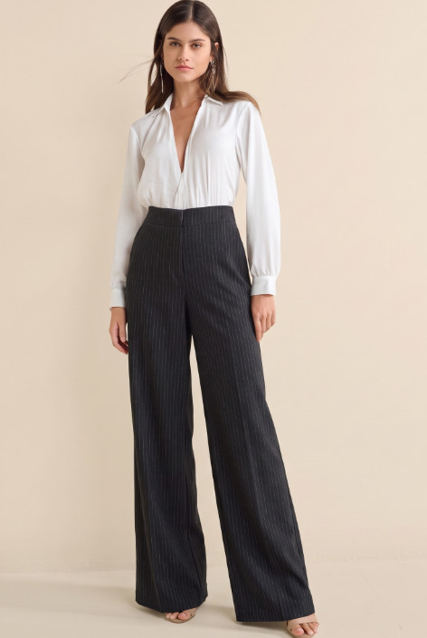NWT Max Studio Women Elastic Waist Mid-Rise Wide-Leg Pants SZ XL Black/Gray Geo