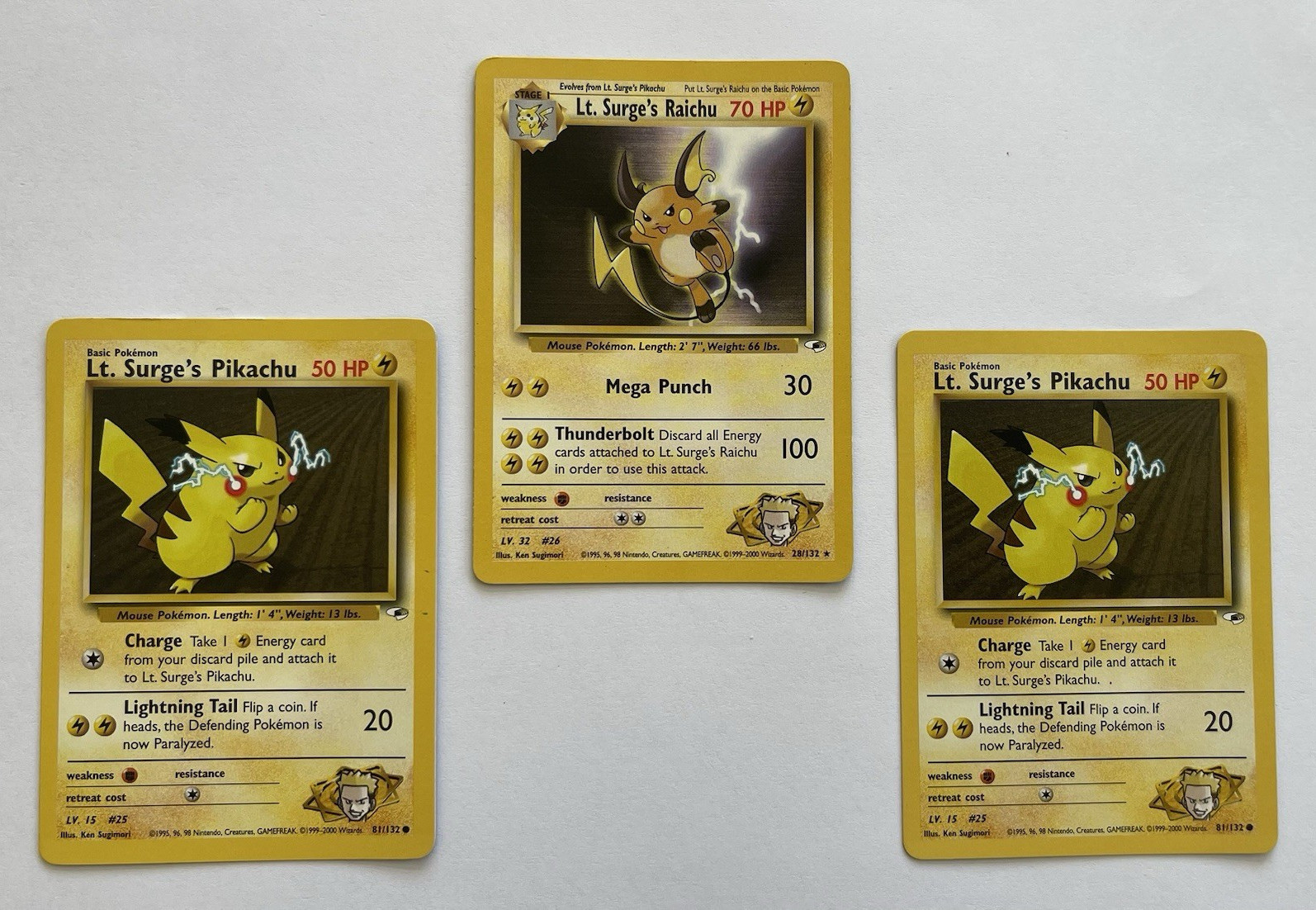 Pokemon Lt. Surge’s Raichu 28/132 Pikachu 81/132 Lot Gym Heroes WOTC LP Pokemon Lt. Surge’s Raichu 28/132 Pikachu 81/132 Lot Gym Heroes WOTC LP