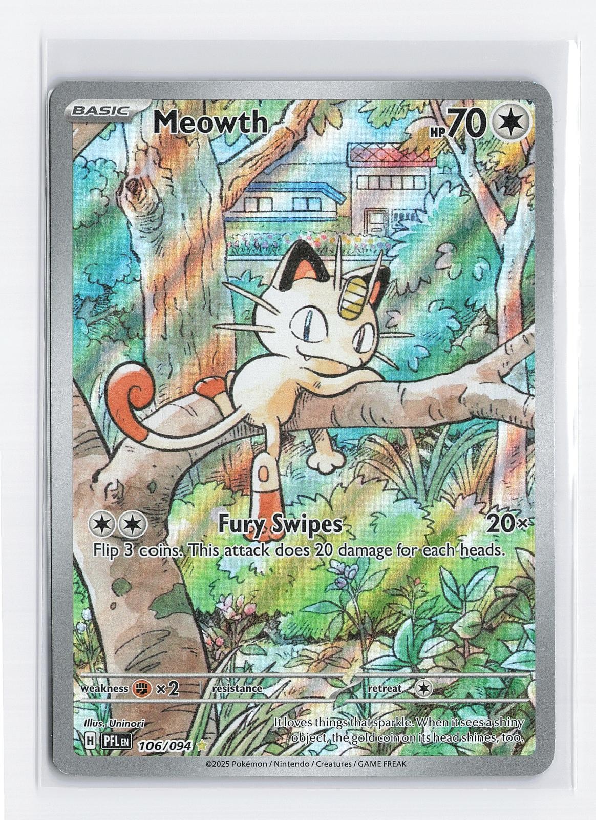 Meowth 106/094 Illustration Rare Phantasmal Flames Pokemon Holo Near Mint Meowth 106/094 Illustration Rare Phantasmal Flames Pokemon Holo Near Mint