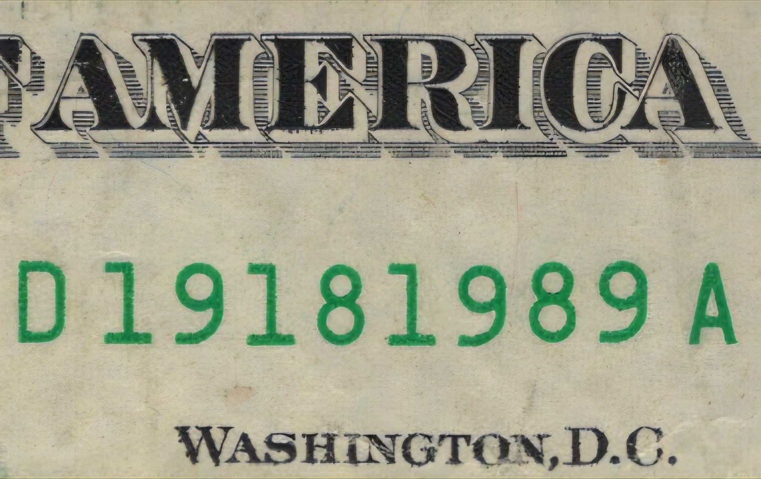 #1285-Fancy-2017 $1 Bill-Tombstone Note-Dual Years-1918-1989-Circulated VF