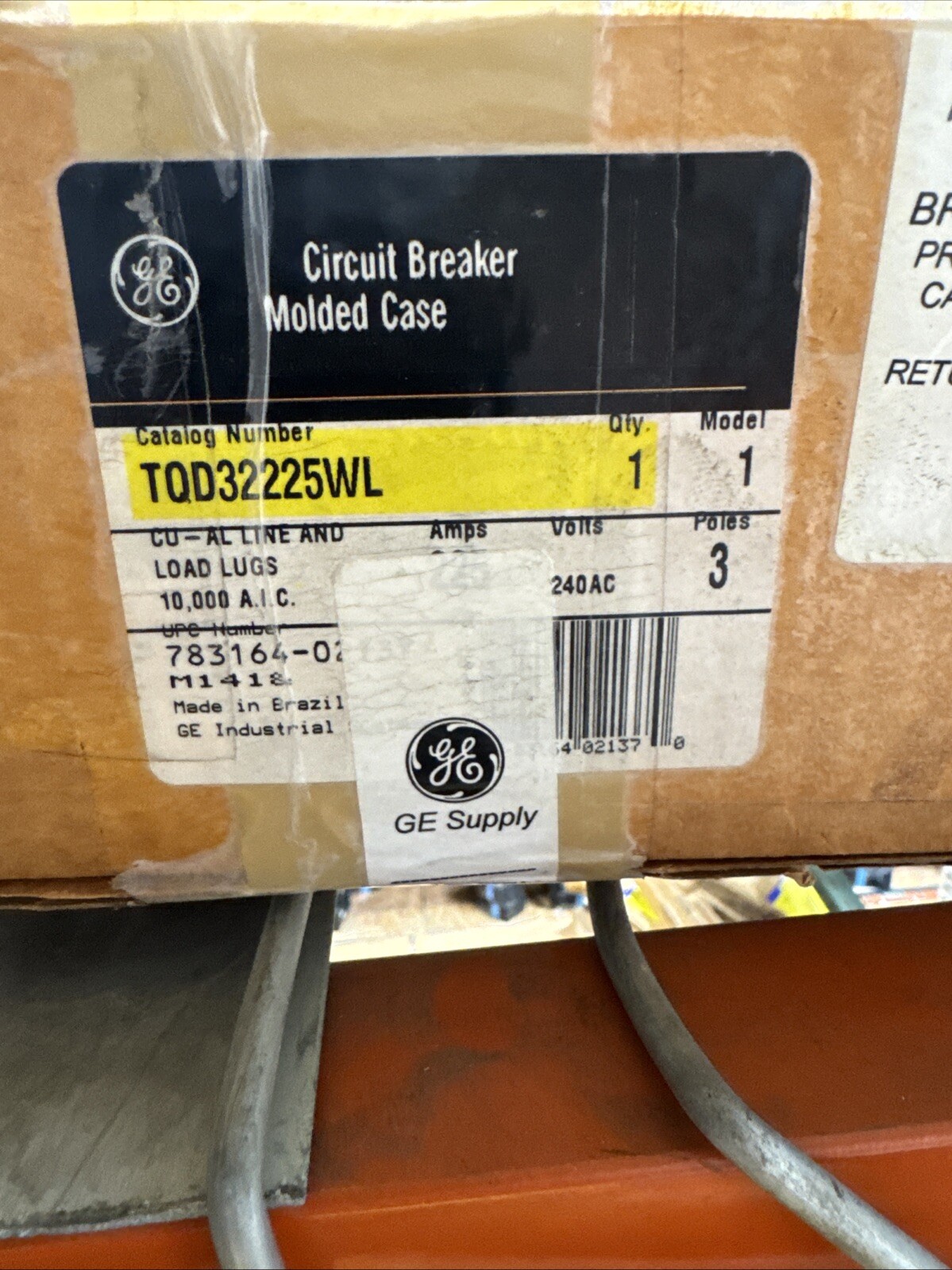 GE TQD32225WL BREAKER 3POLE 225A 240V W/LUGS NEW IN BOX