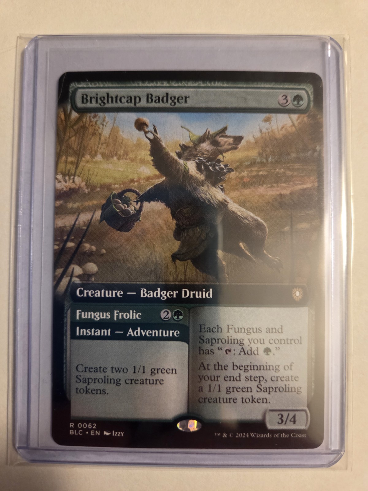 MTG Brightcap Badger #0062 Extended Art Rare Commander: Bloomburrow MTG Brightcap Badger #0062 Extended Art Rare Commander: Bloomburrow