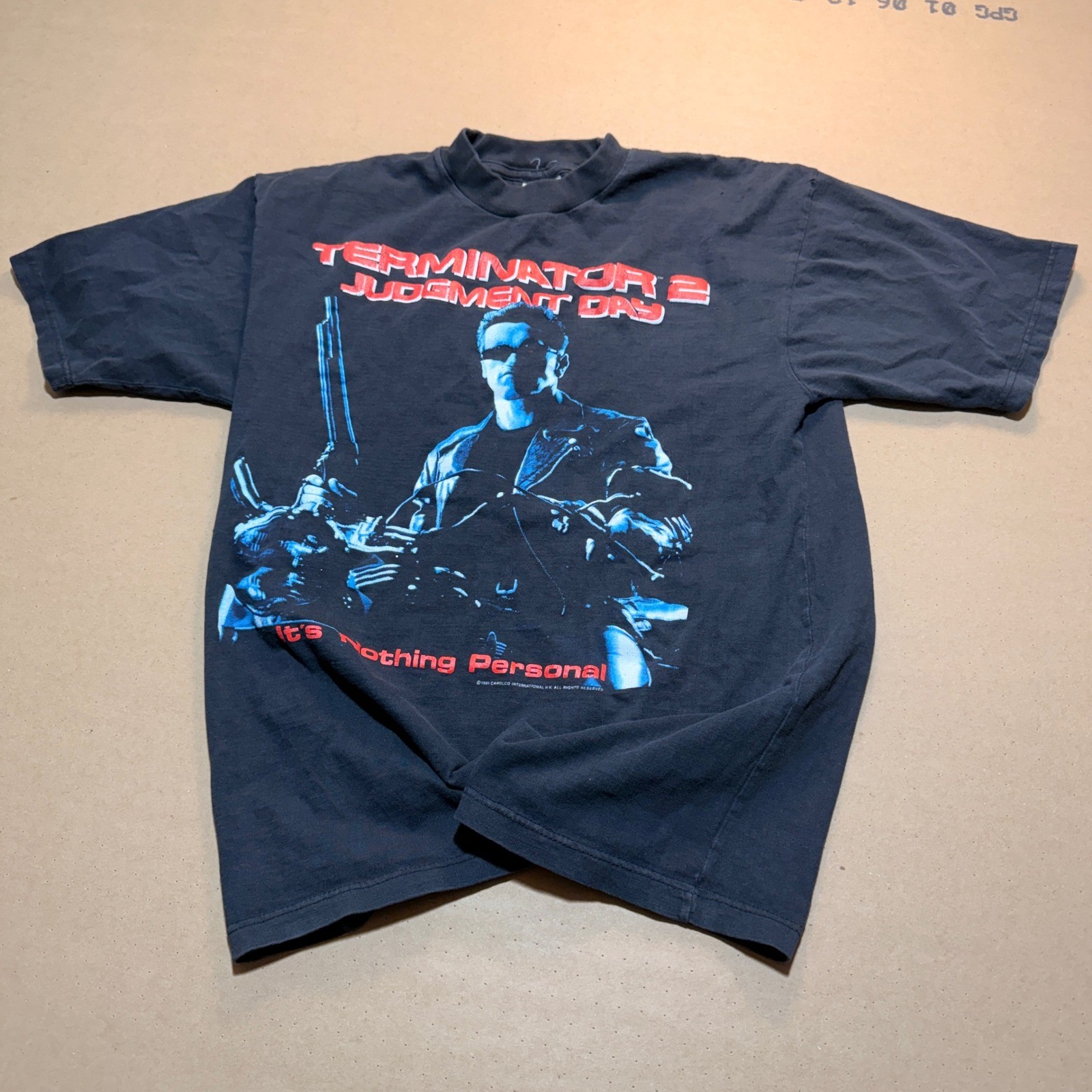 1991 Terminator 2 Judgment Day T-Shirt Medium Black Good Vintage Movie Promo 1991 Terminator 2 Judgment Day T-Shirt Medium Black Good Vintage Movie Promo
