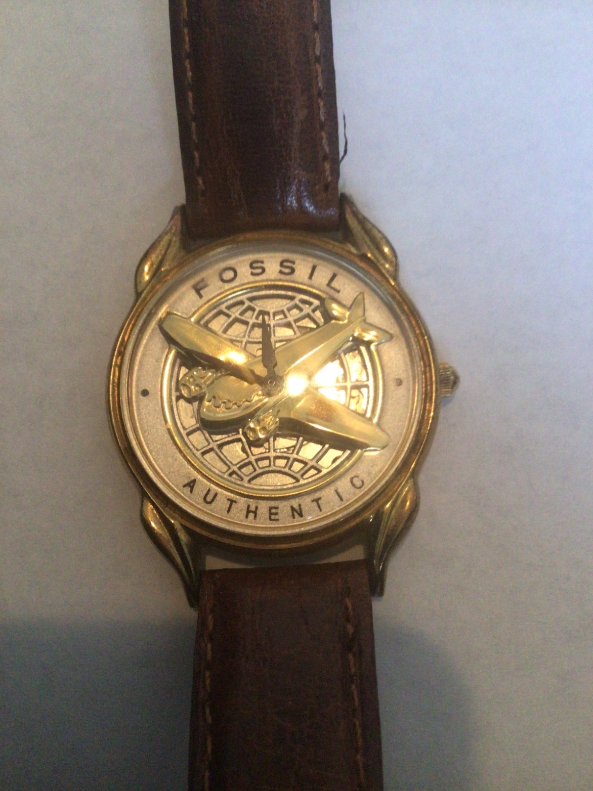 Vintage Fossil Time Flies Airplane Watch Original Limited Edition 2001