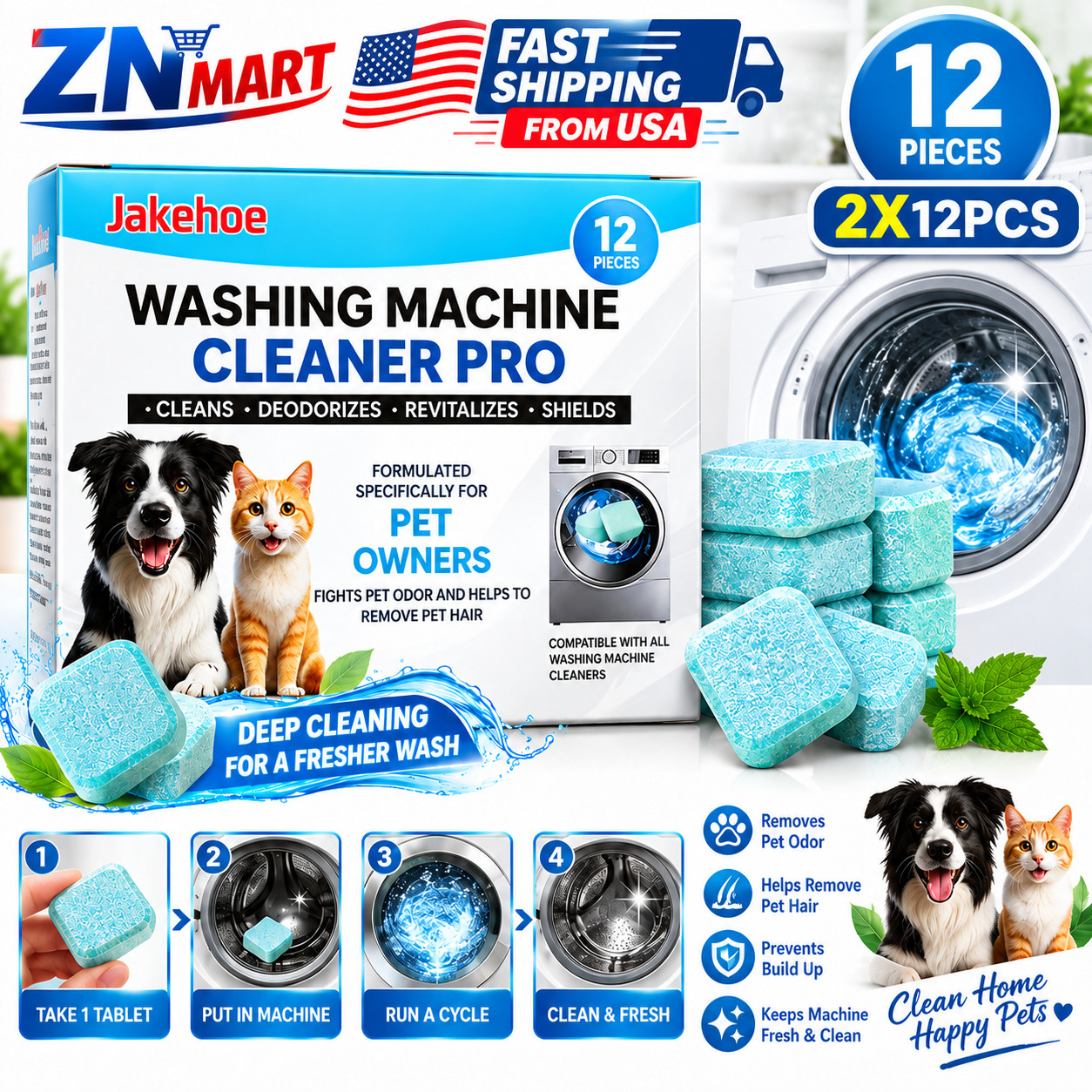 Uproot Clean Washing Machine Cleaner Tablets - 12 Pack Uproot Clean Washing Machine Cleaner Tablets - 12 Pack