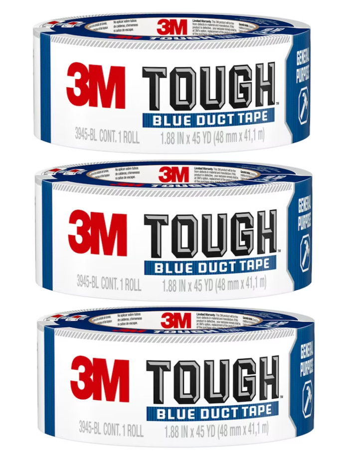 3M Duct Tape General Purpose Utility Blue Rubberized Duct Tape 3 Pack