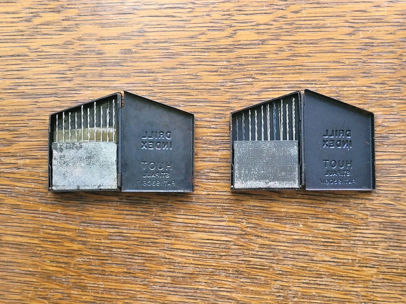 (2) Vintage Huot Drill Index Holds (One Partial) Screw Drills Machinist Tools
