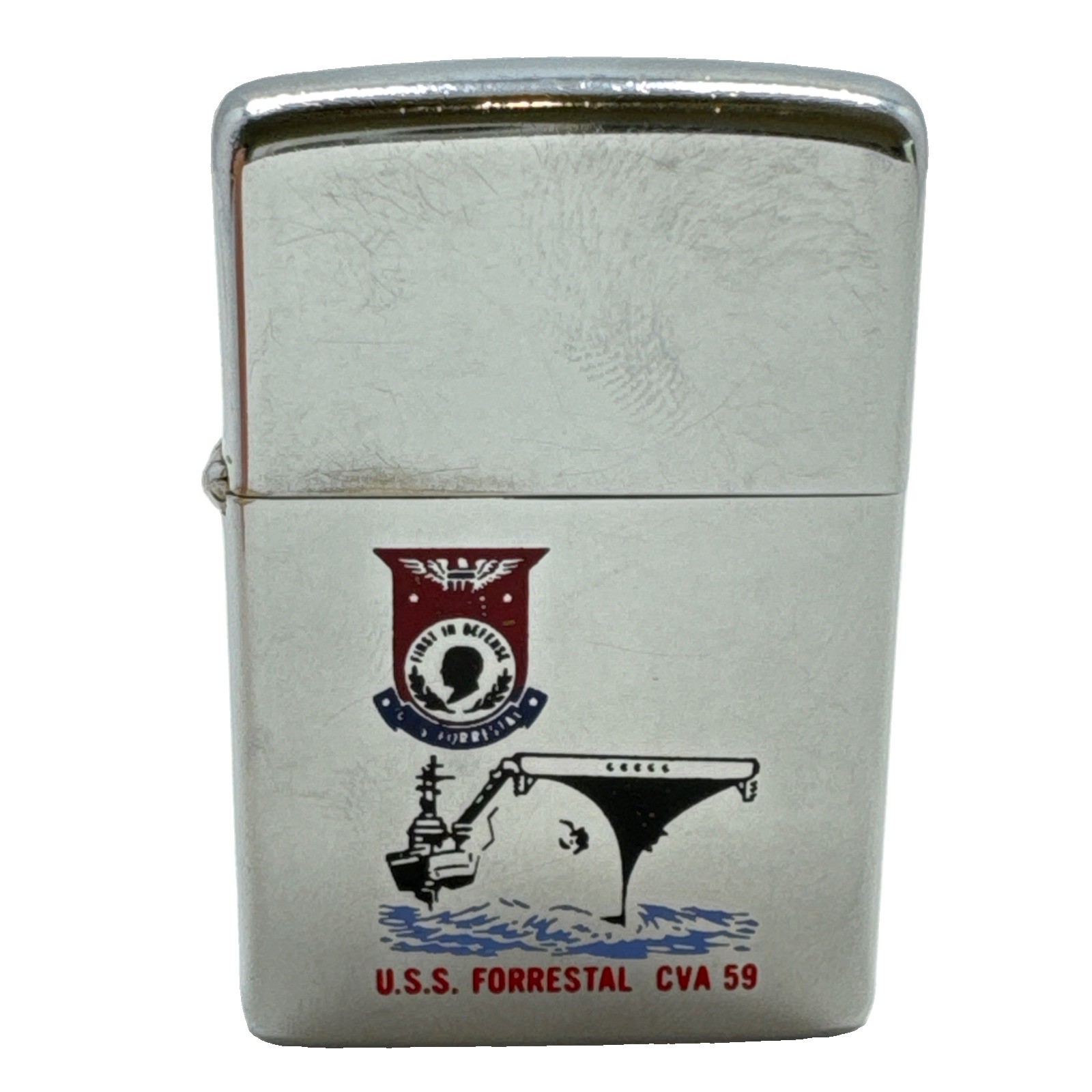 Vintage 1970 Zippo Lighter USS Forrestal CV 59 USN Supercarrier