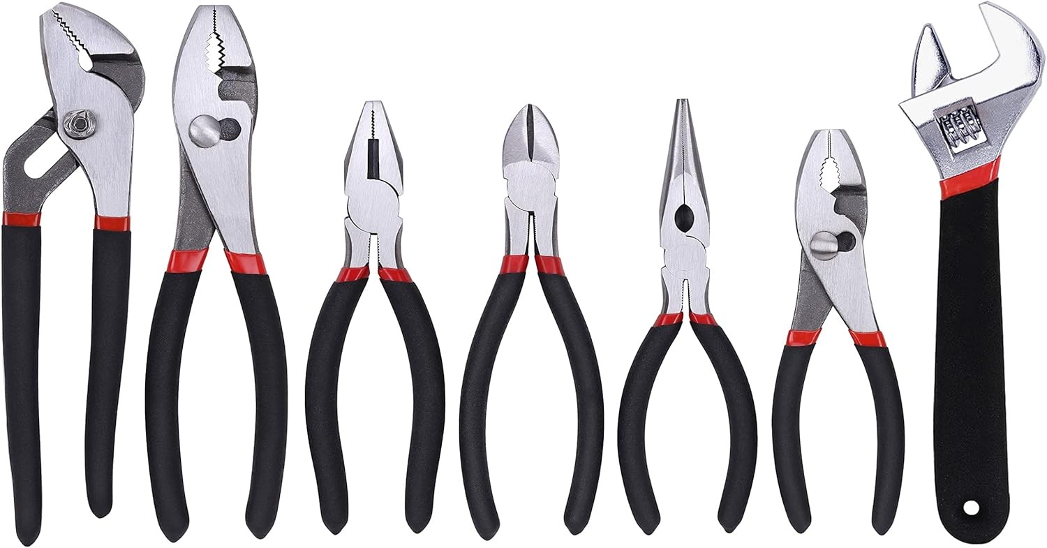 7-piece pliers and wrench set, includes “ adjustable wrench, ” dipped handles 7-piece pliers and wrench set, includes “ adjustable wrench, ” dipped handles