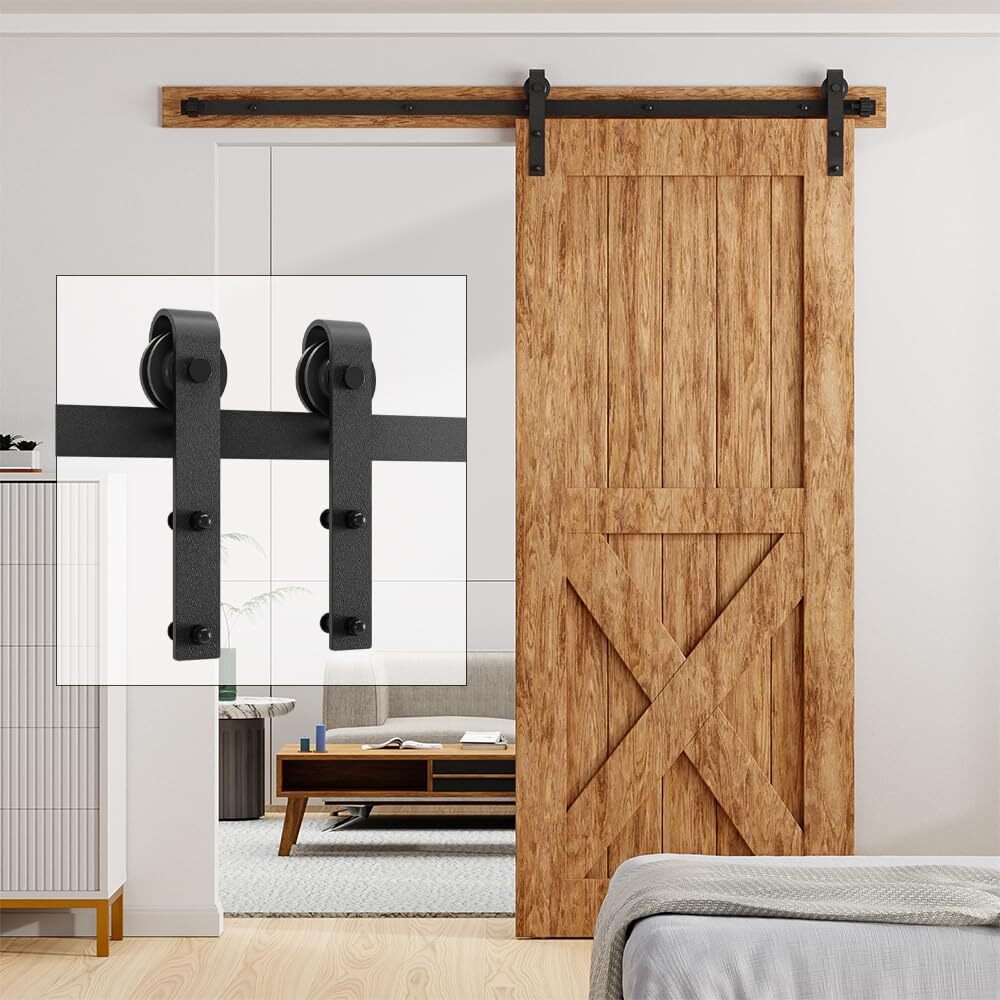 6.6FT Heavy Duty Sliding Barn Door Hardware Track Kit for One 36