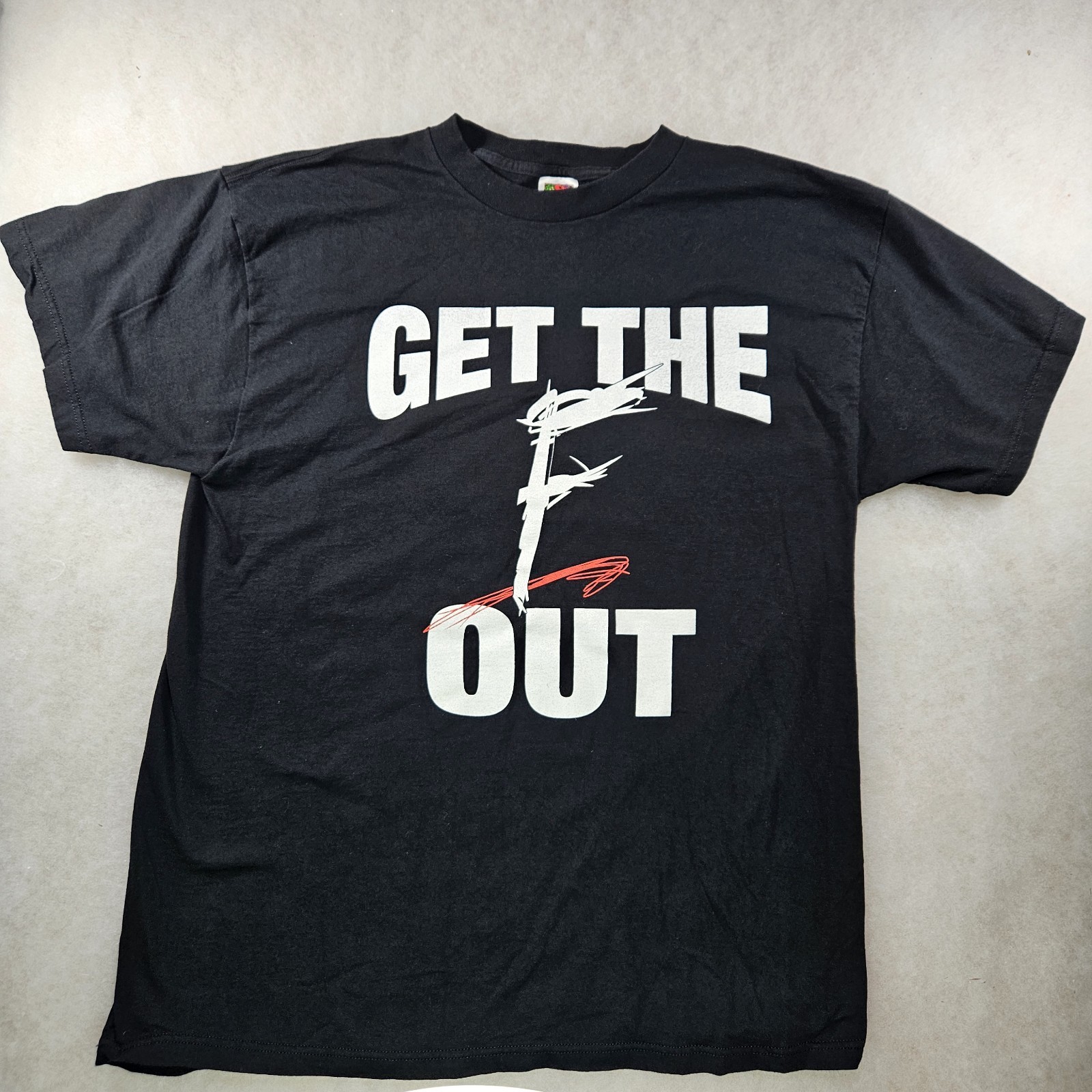 Vintage 2002 Get The F Out WWE WWF Wrestling Graphic T Shirt Men\'s XL Black Rare