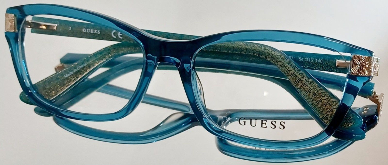 Originale GUESS GU2956 087 Eyeglasses SHINNY TURQUOISE New Plastic 54-16-140