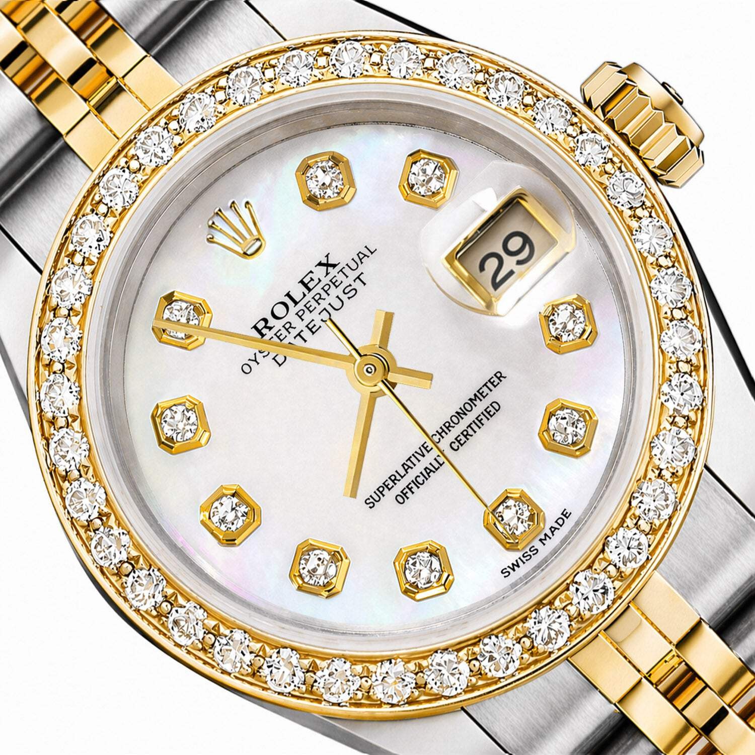 26mm Rolex Datejust 6917 18K Gold Diamond Bezel MOP Dial Steel Woman\'s Watch