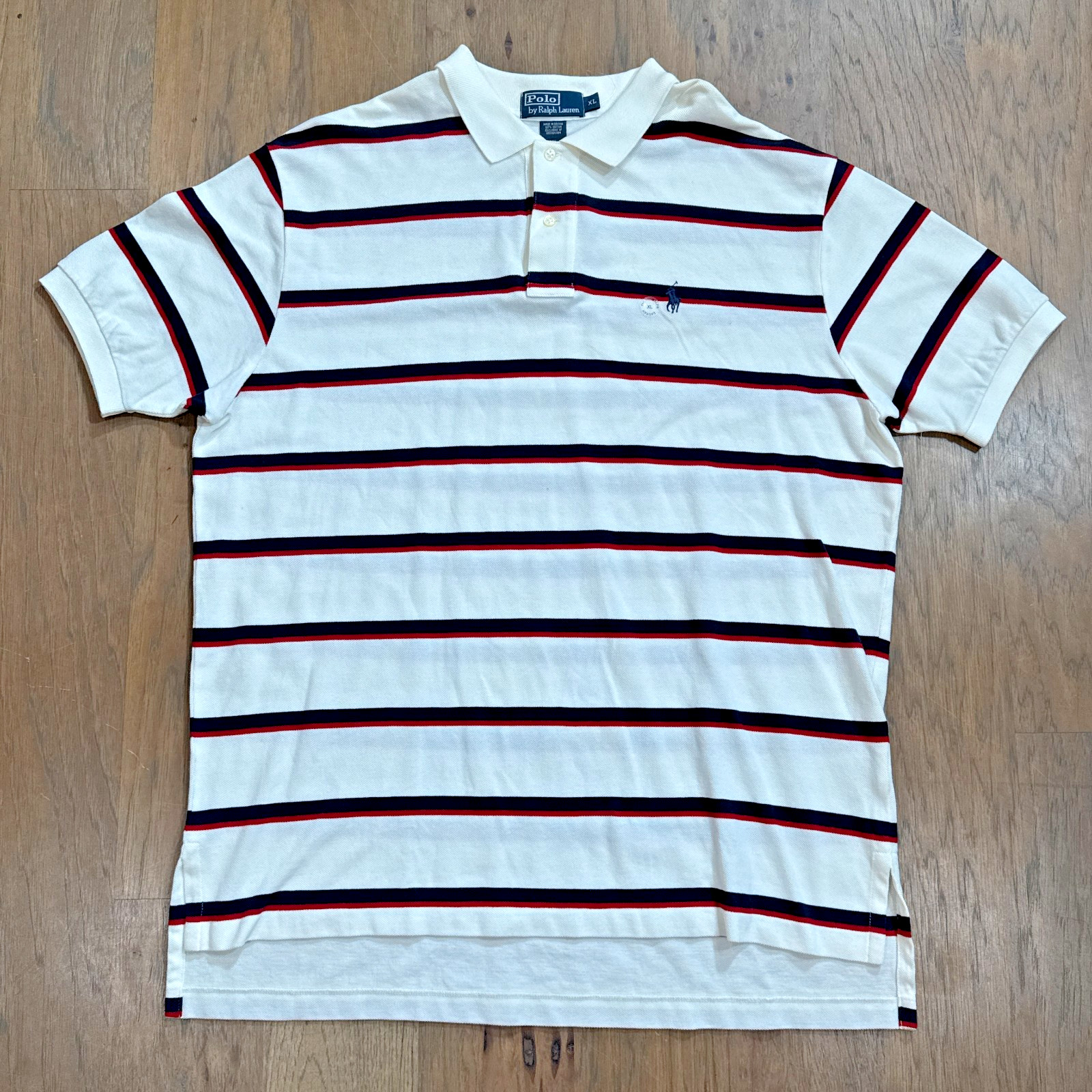 Vintage Polo Ralph Lauren Shirt Mens XL USA Stripes Mesh Cotton Custom Fit Rugby