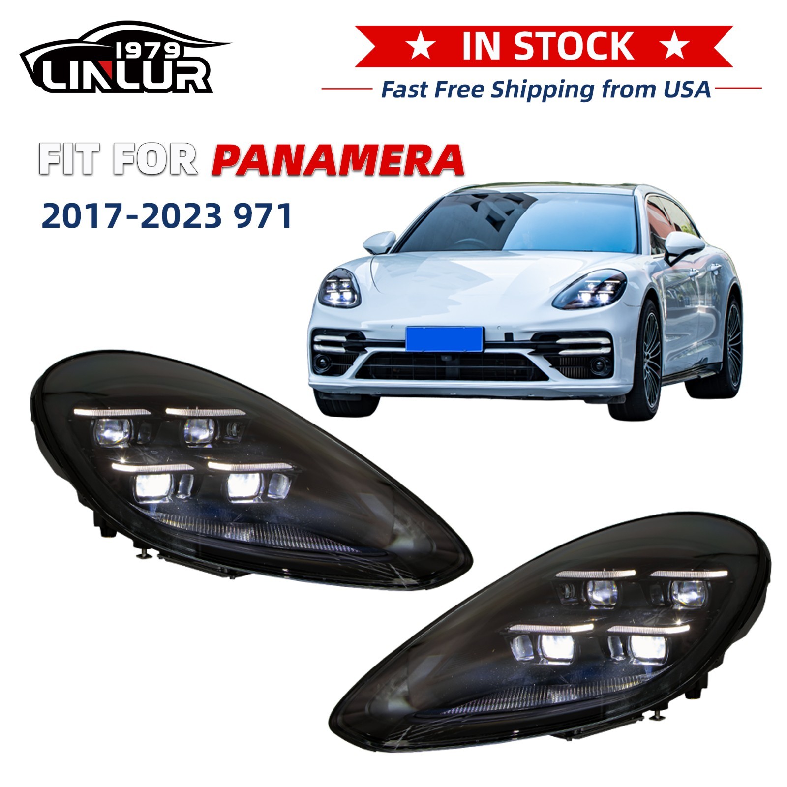 2025 Style PDLS Full LED Headlights For 2017-2023 Porsche Panamera 971 Upgrade
