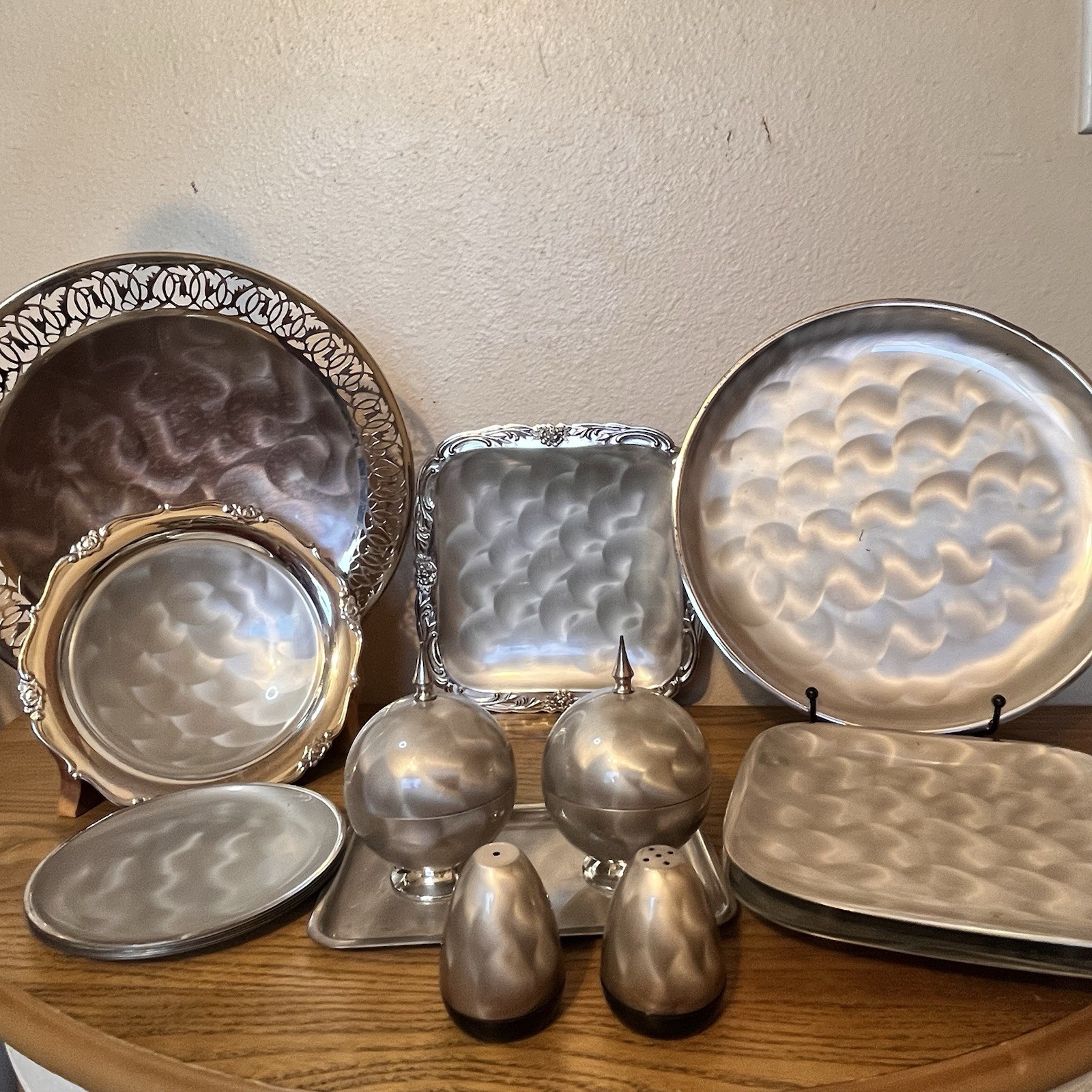 Vtg Rare 1966 Japan Hand Finished Serving Set Silver Plate MCM (16 Piece) Vtg Rare 1966 Japan Hand Finished Serving Set Silver Plate MCM (16 Piece)