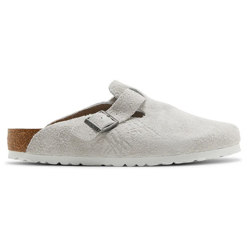 Birkenstock × Stussy Boston Clog Bone White Suede Leather Shoes Wide Size 37-45
