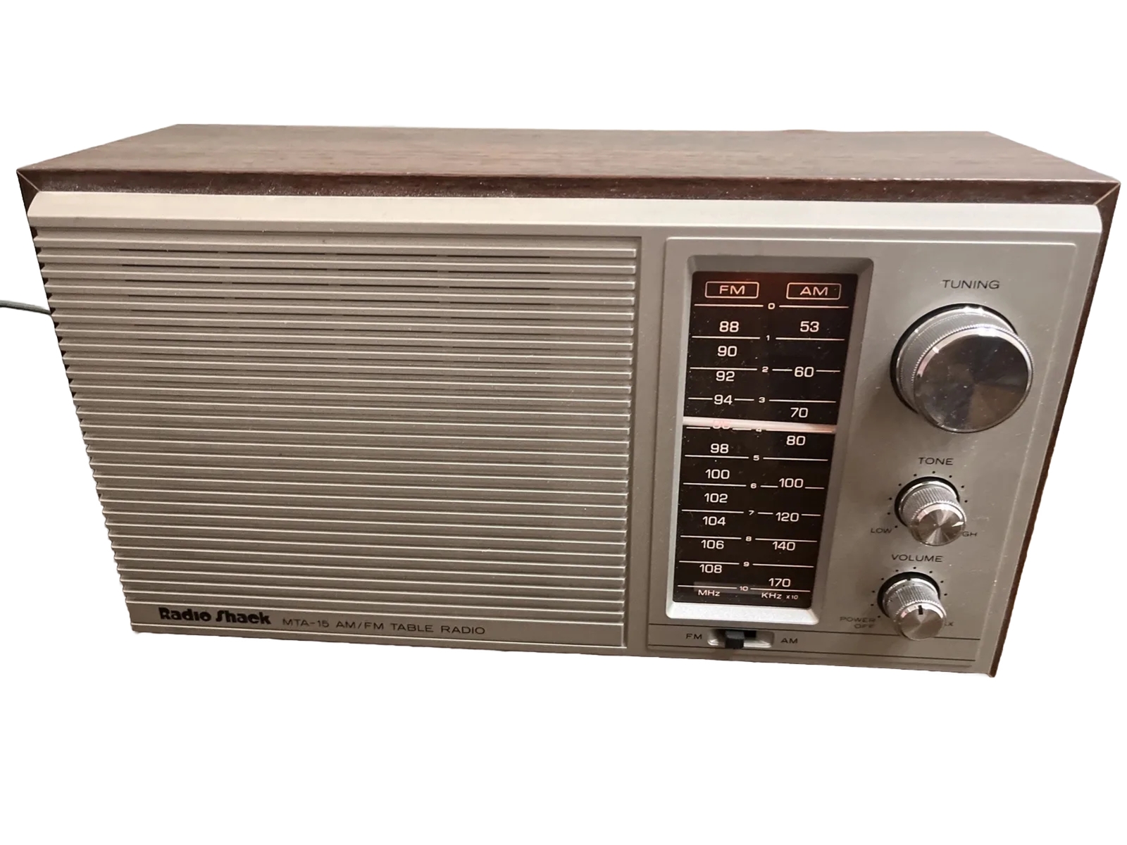 RadioShack Realistic MTA-15 AMFM Tabletop  w/Speaker #12-695 VTG WORKS READ