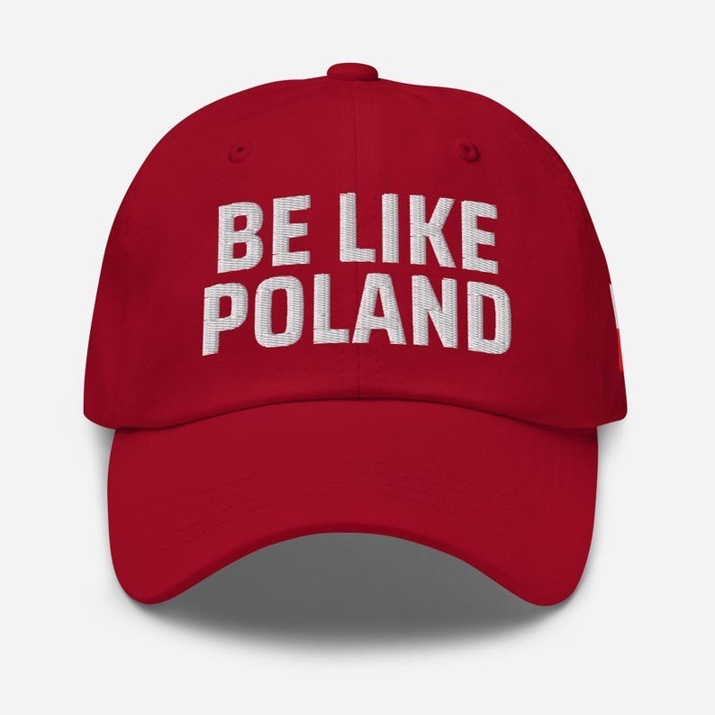 Be Like Poland Embroidered Red Baseball Cap Polish Pride Country Adjustable Hat