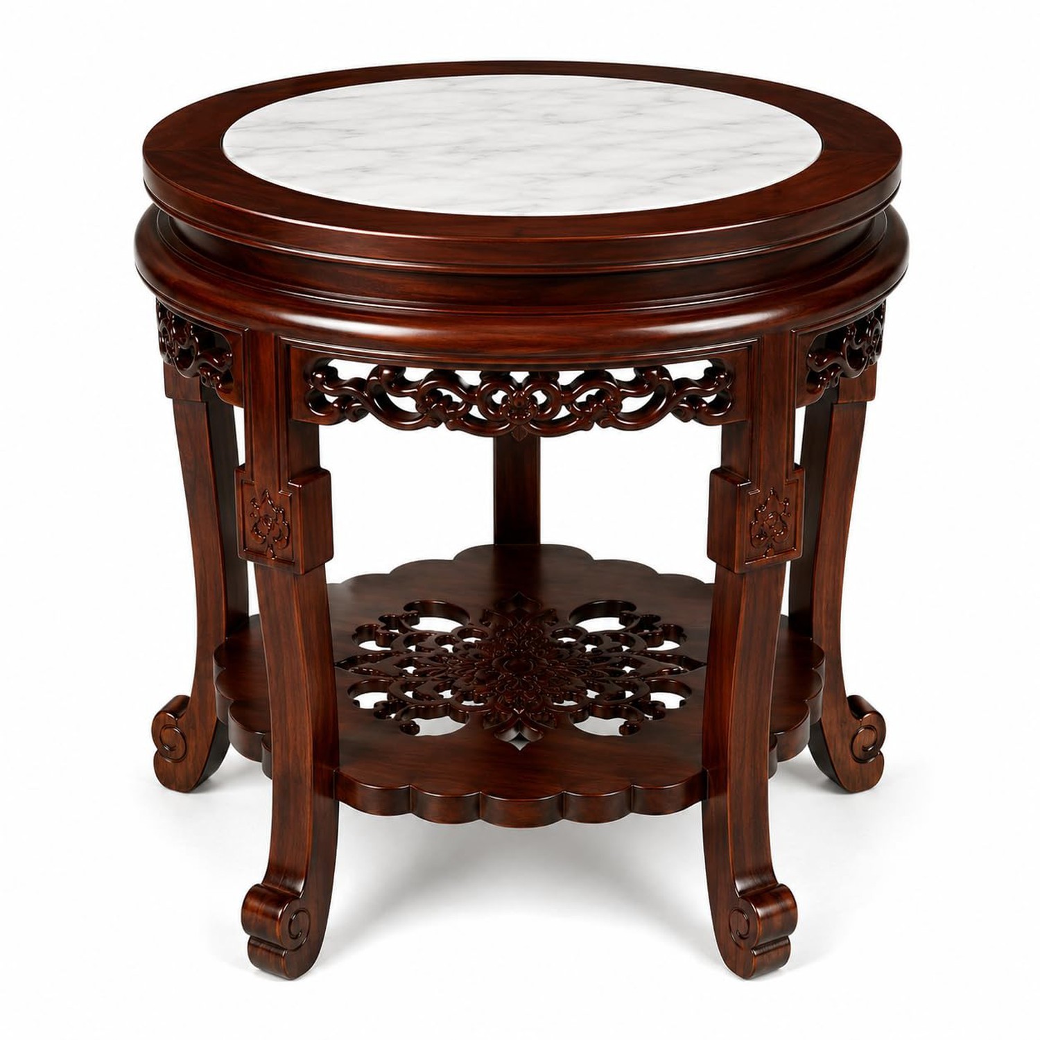 Festcool Classic Wooden Round, Marble Stone Top, Coffee Tea Table, Planter St... Festcool Classic Wooden Round, Marble Stone Top, Coffee Tea Table, Planter St...