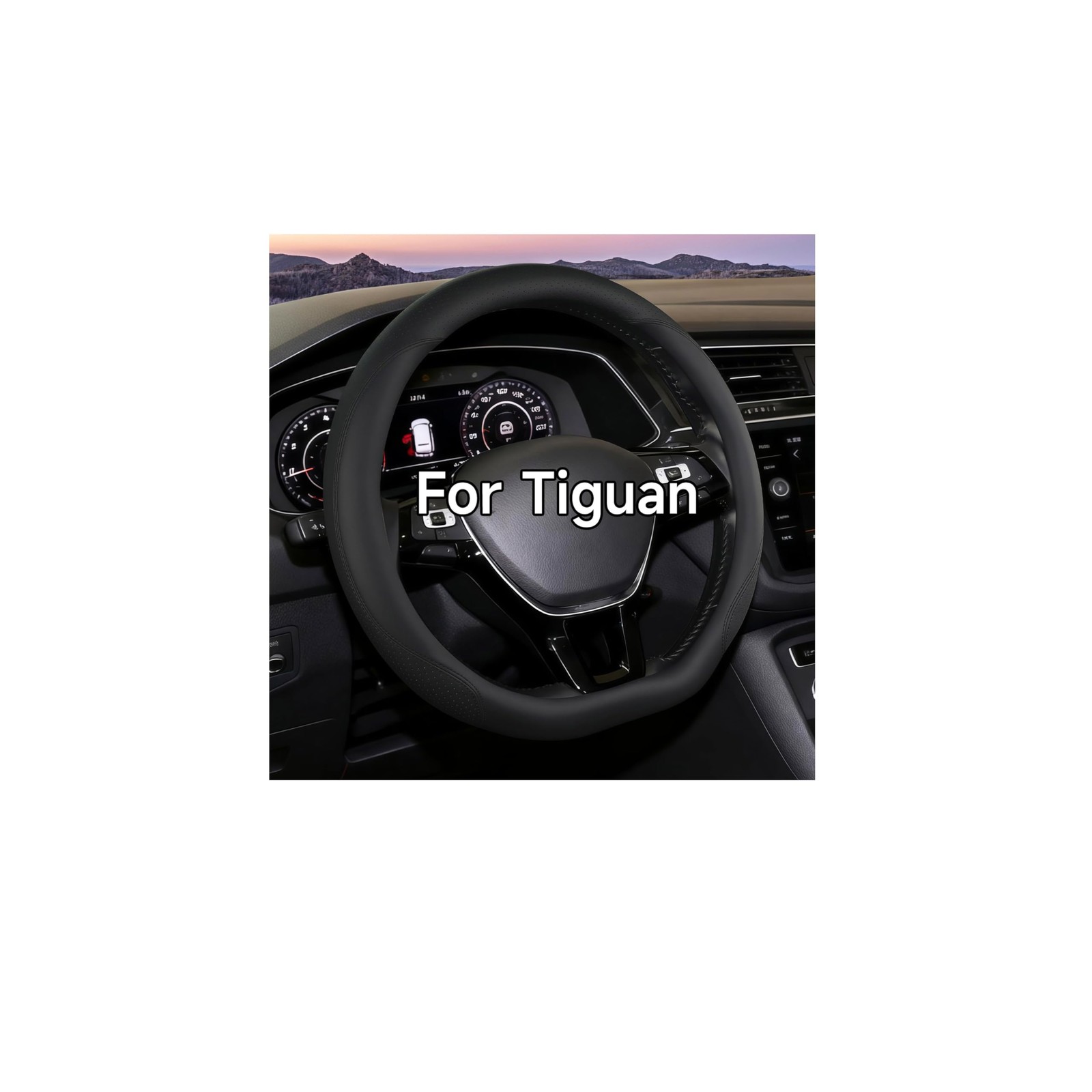 OHHMNKK Flat Bottom Steering Wheel Cover for VW Tiguan 2016-2025, Leather Non...