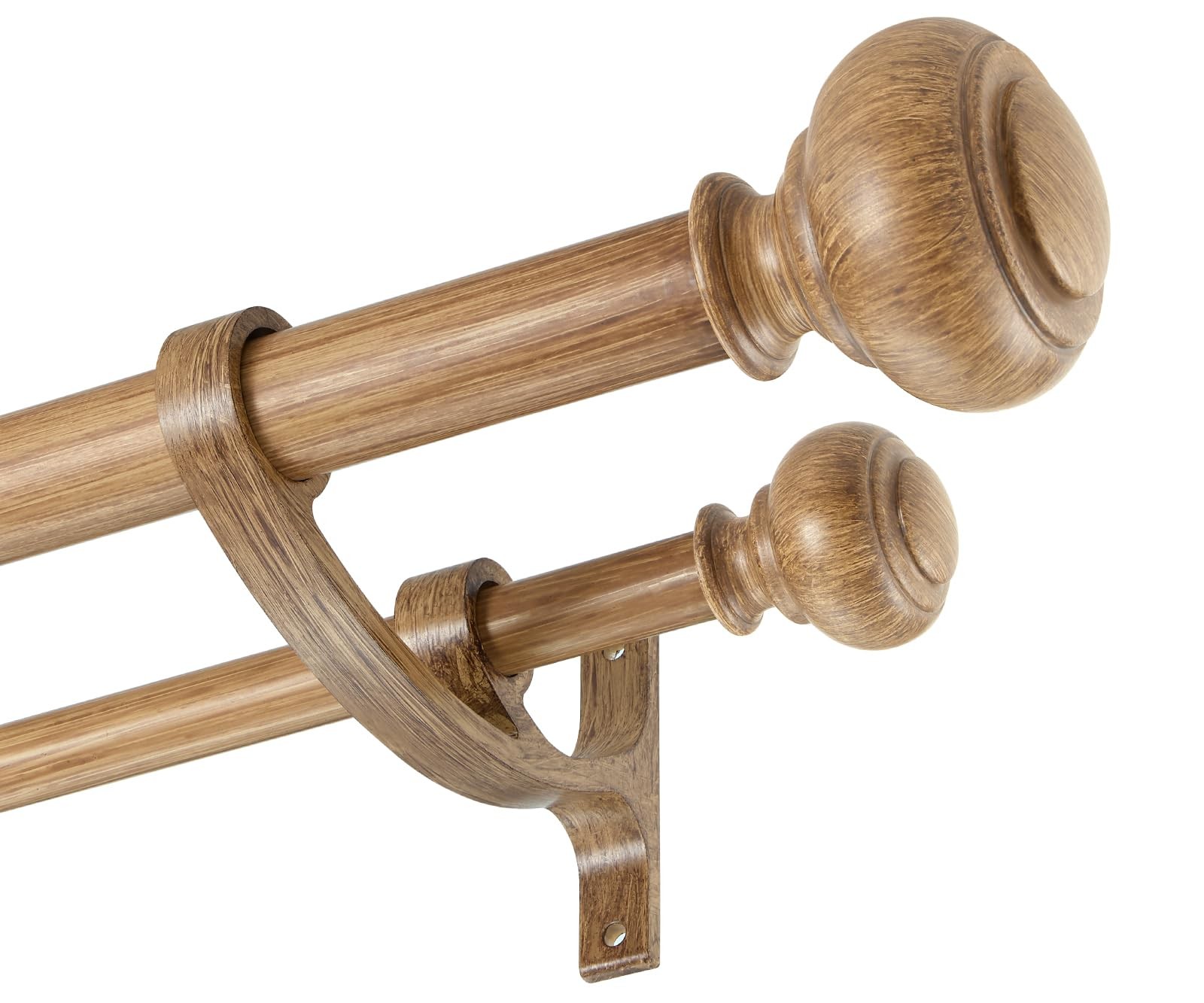 Wood Double Curtain Rods 72-144 Inch(6-12ft), Heavy Duty Drapery Rod with Alu...